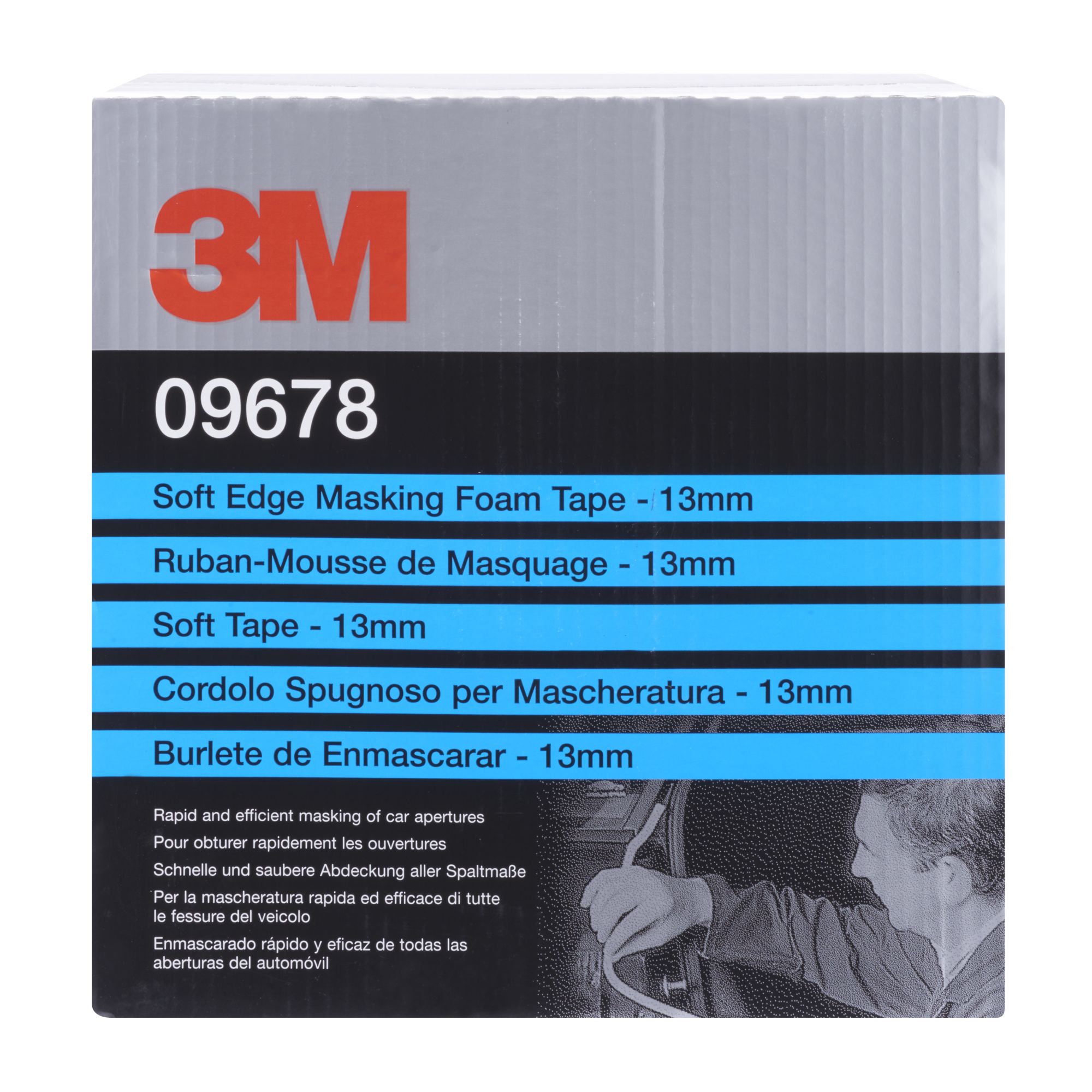 3M™ Cinta de enmascarado de gomaespuma con borde suave, blanco, 13 mm x 50 m, 09678