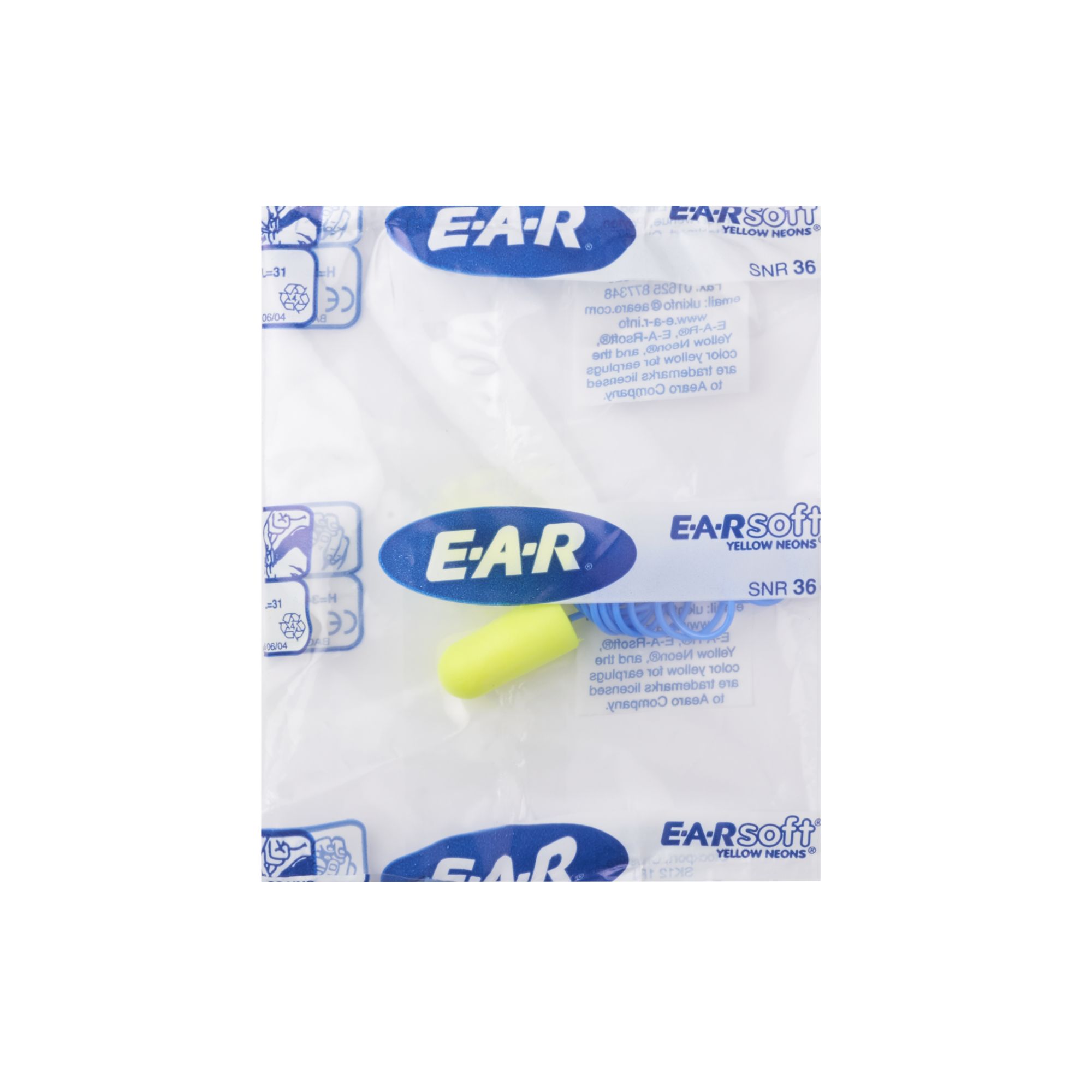 3M™ E-A-R™ E-A-Rsoft™ Neones Amarillos™ Tapones desechables, 36 dB, con cordón, 200 pares/caja, ES-01-005