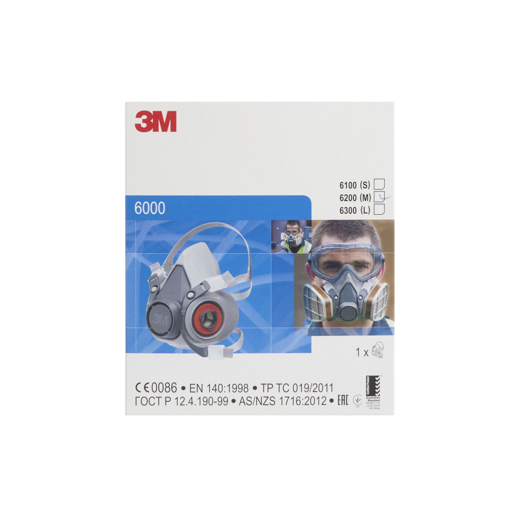 3M™ Media máscara reutilizable, mediana, 6200