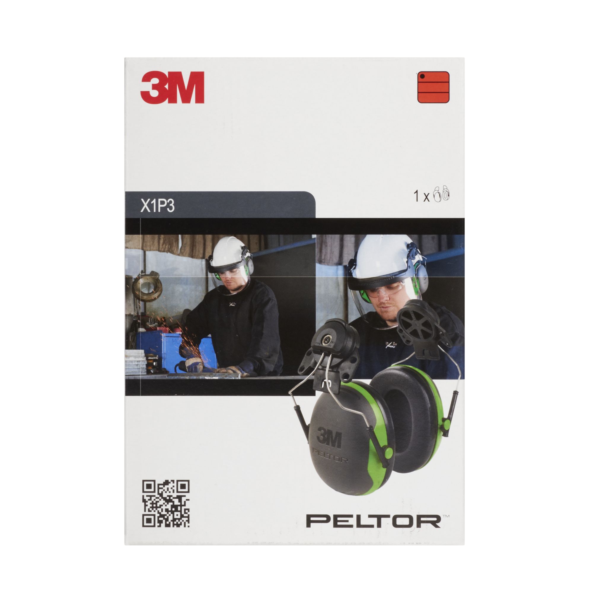 3M™ PELTOR™ Orejeras, 26 dB, verde, montadas en casco, X1P3
