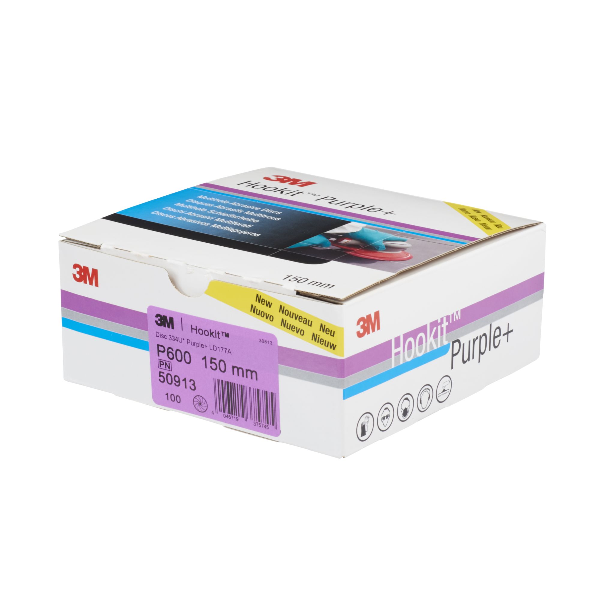 3M™ Hookit™ Disco abrasivo púrpura 334U, 150 mm, mulitagujeros, P600, 50913