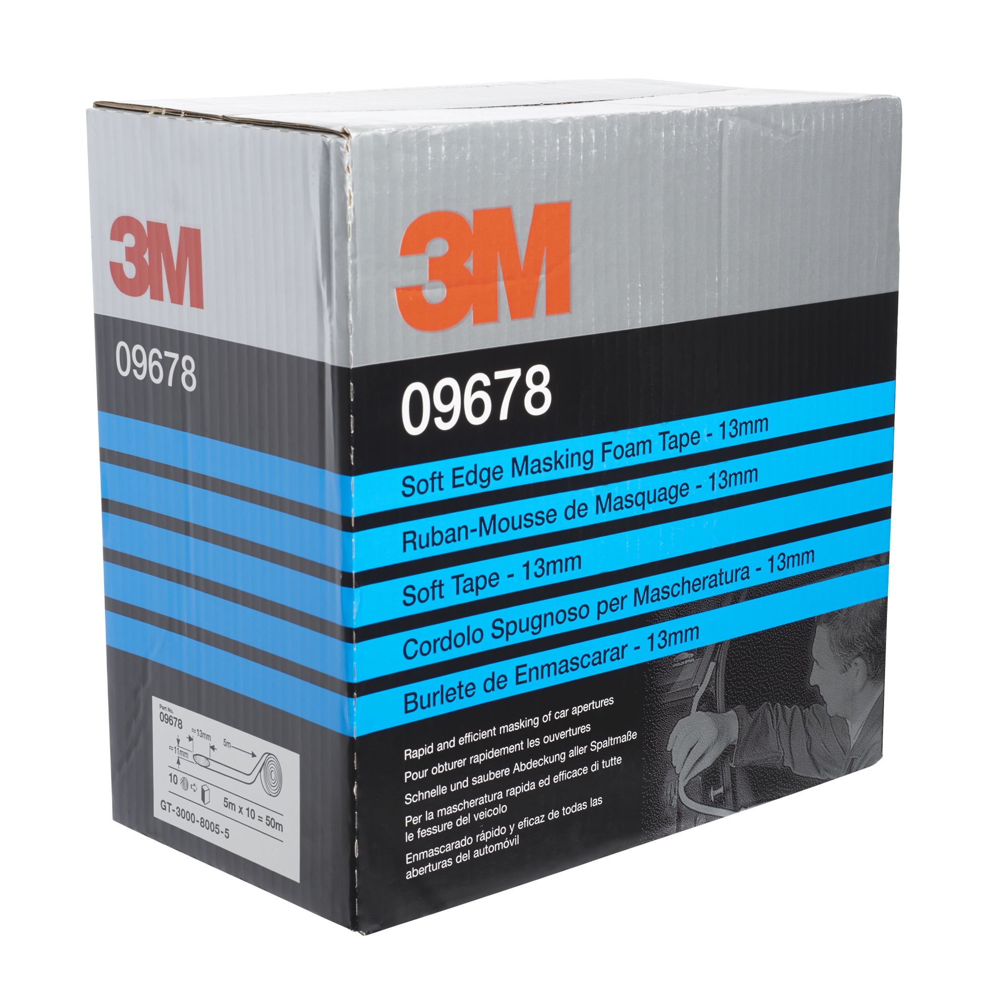 3M™ Cinta de enmascarado de gomaespuma con borde suave, blanco, 13 mm x 50 m, 09678