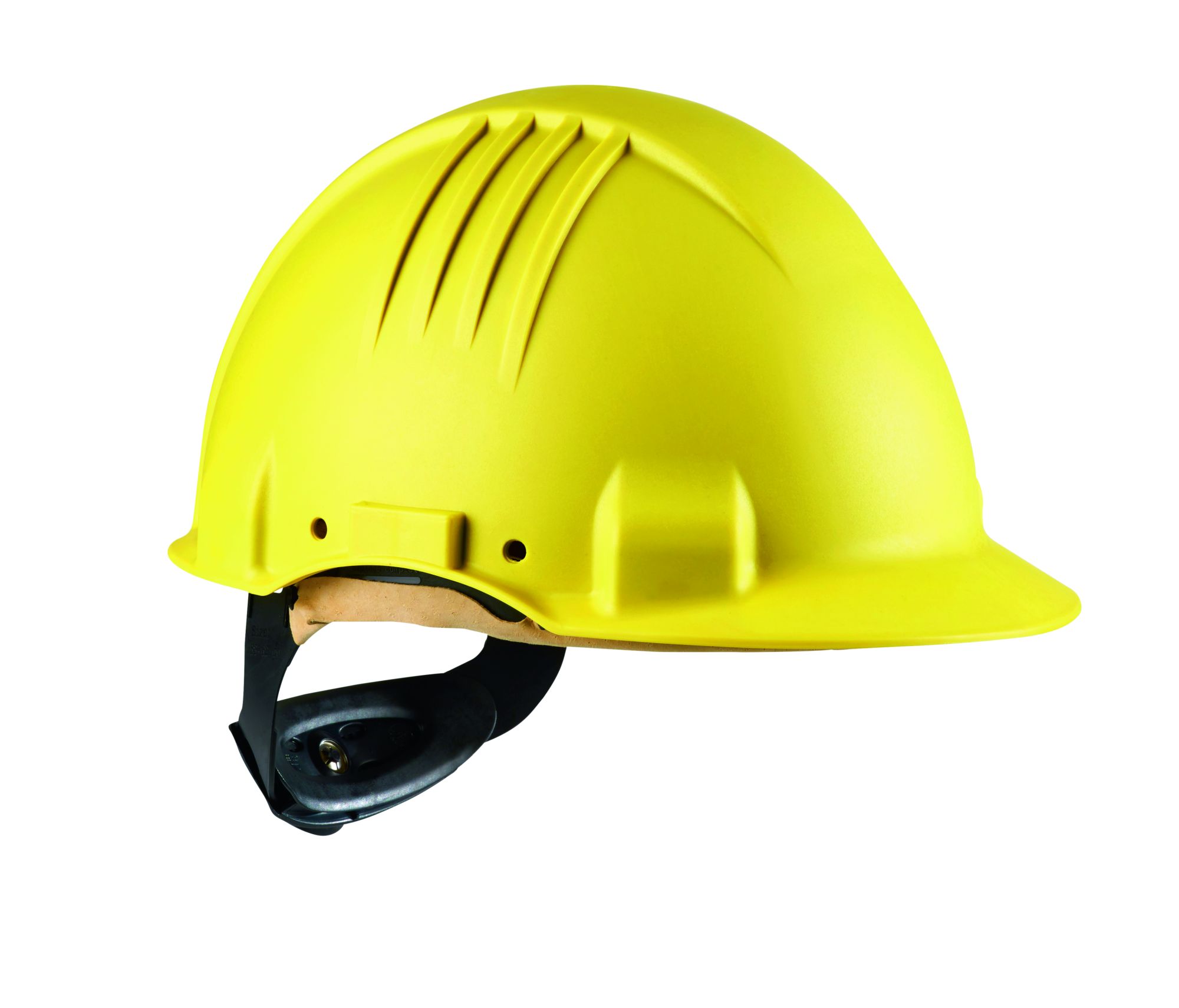 3M™ casco para altas temperaturas, con arnés de ruleta, sin ventilación, dieléctrico de 1000 V, con banda de piel para el sudor, amarillo, G3501M-GU