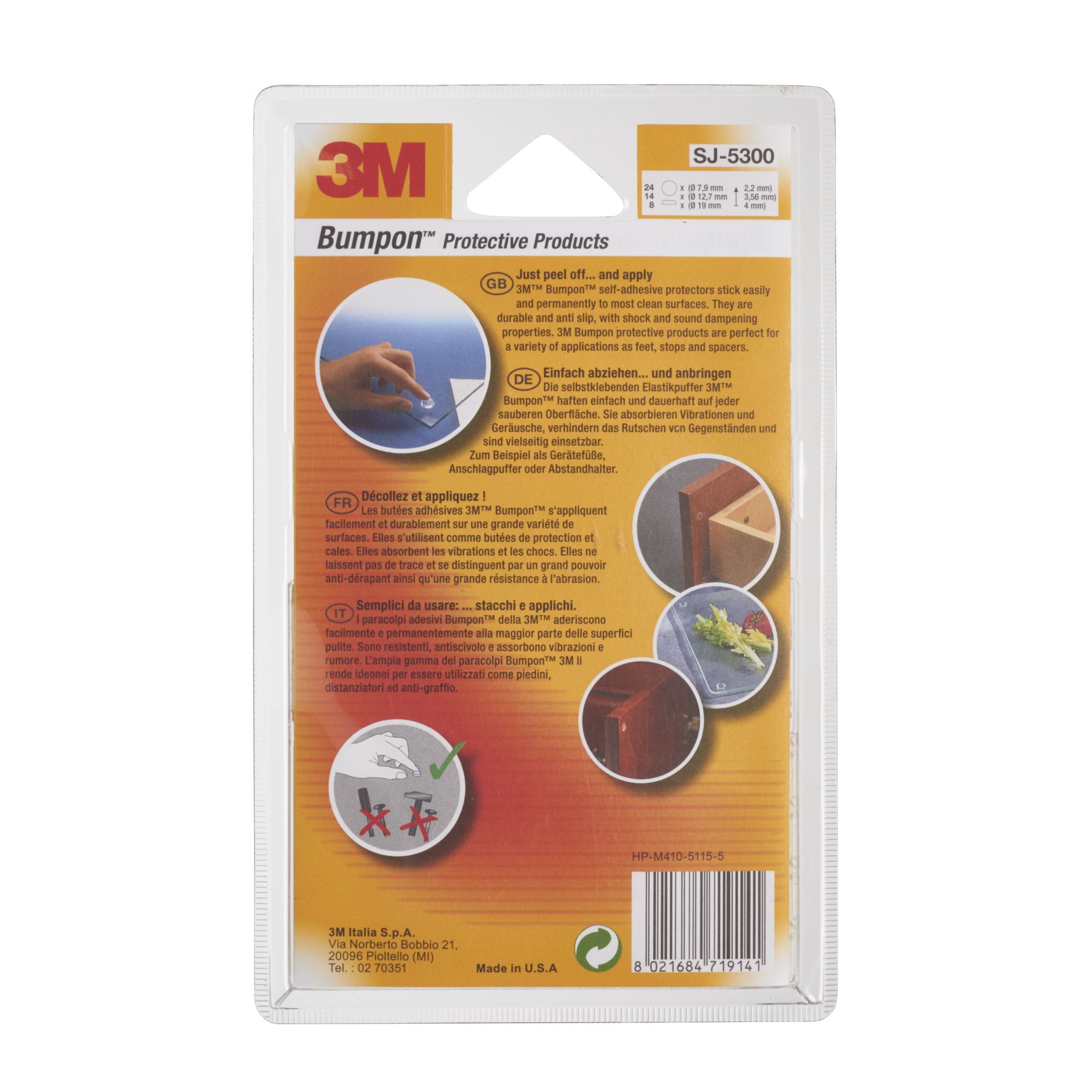 3M™ Bumpon SJ5300 Transparente, blíster 46 unidades