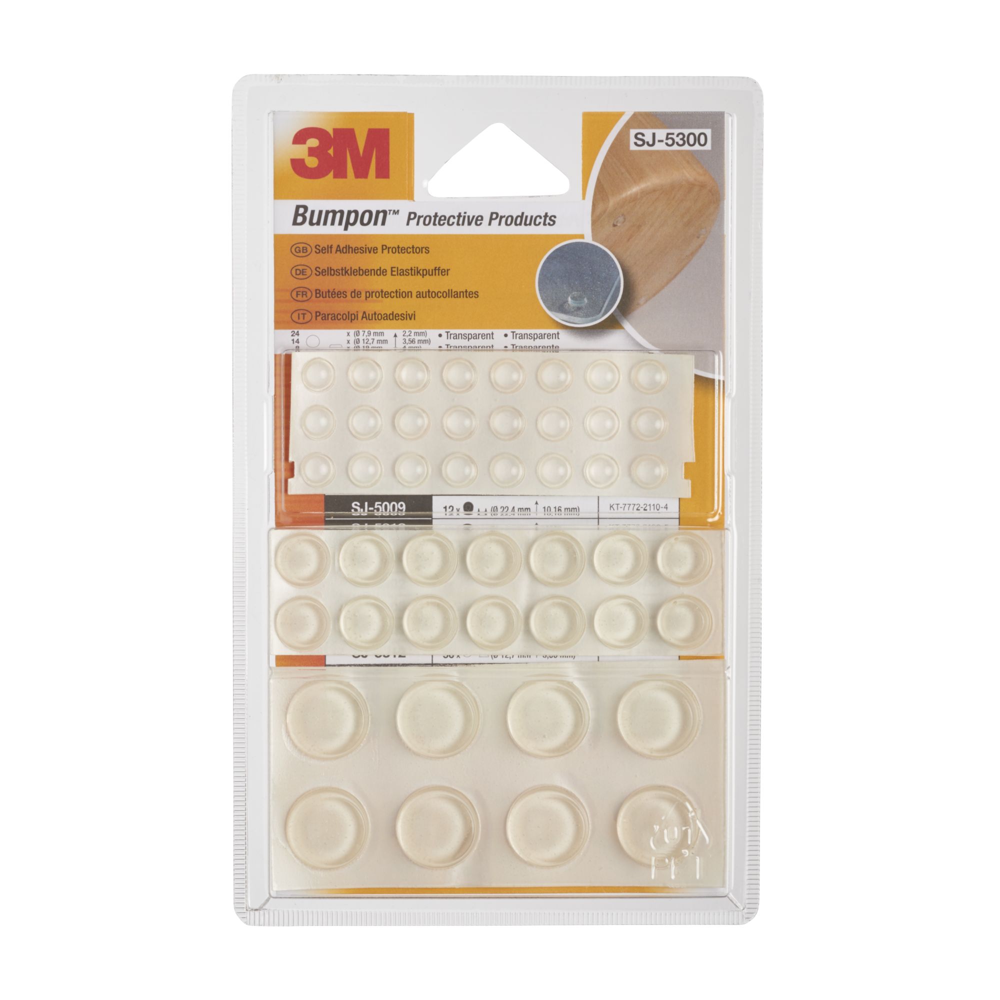 3M™ Bumpon SJ5300 Transparente, blíster 46 unidades