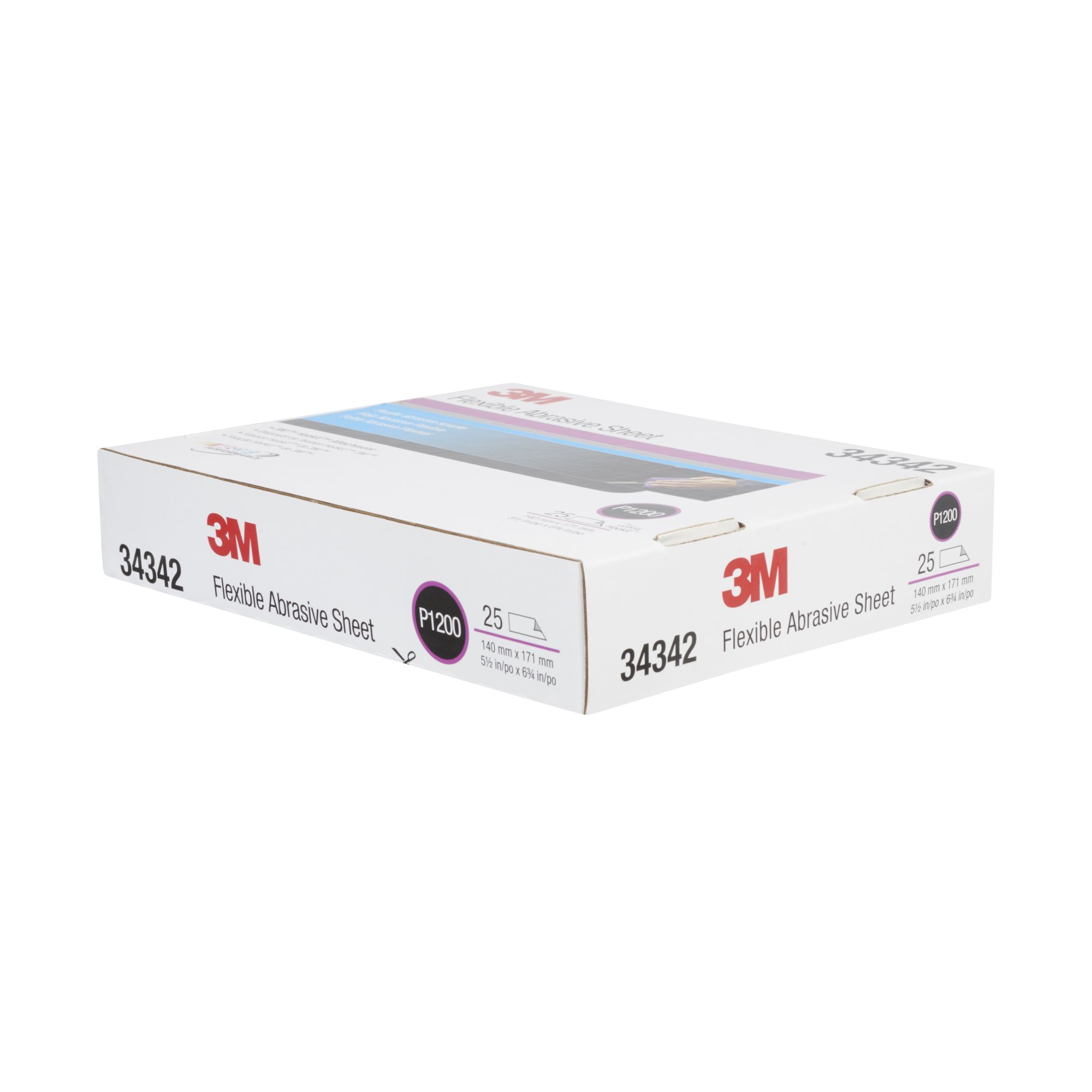 3M™ Hookit™ Hoja manual abrasiva flexible 270J, 140 mm x 171 mm, P1200, 34342