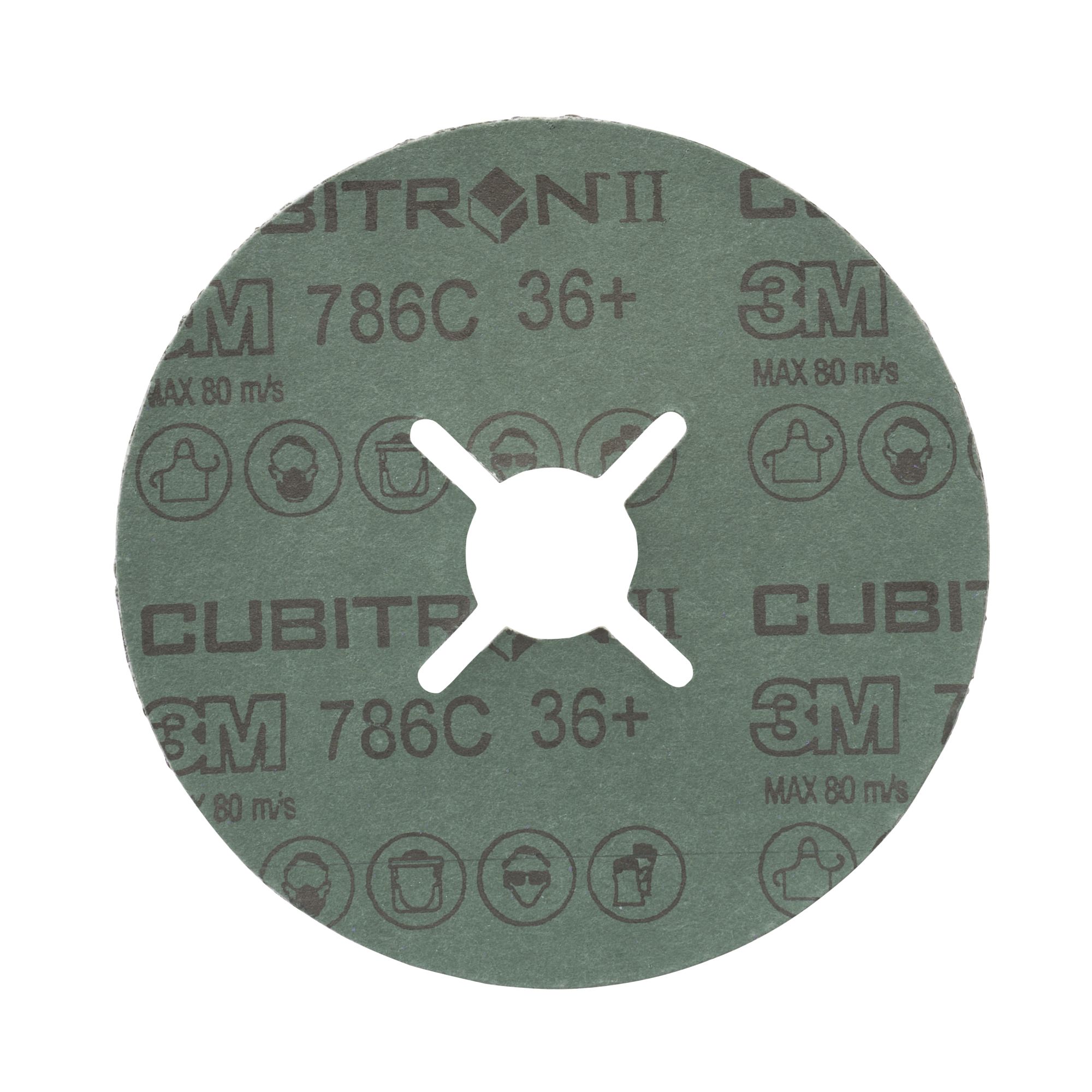 3M™ Cubitron™ II Disco de fibra abrasivo 786C, 115 mm x 22 mm, con ranuras, 36+, 33407