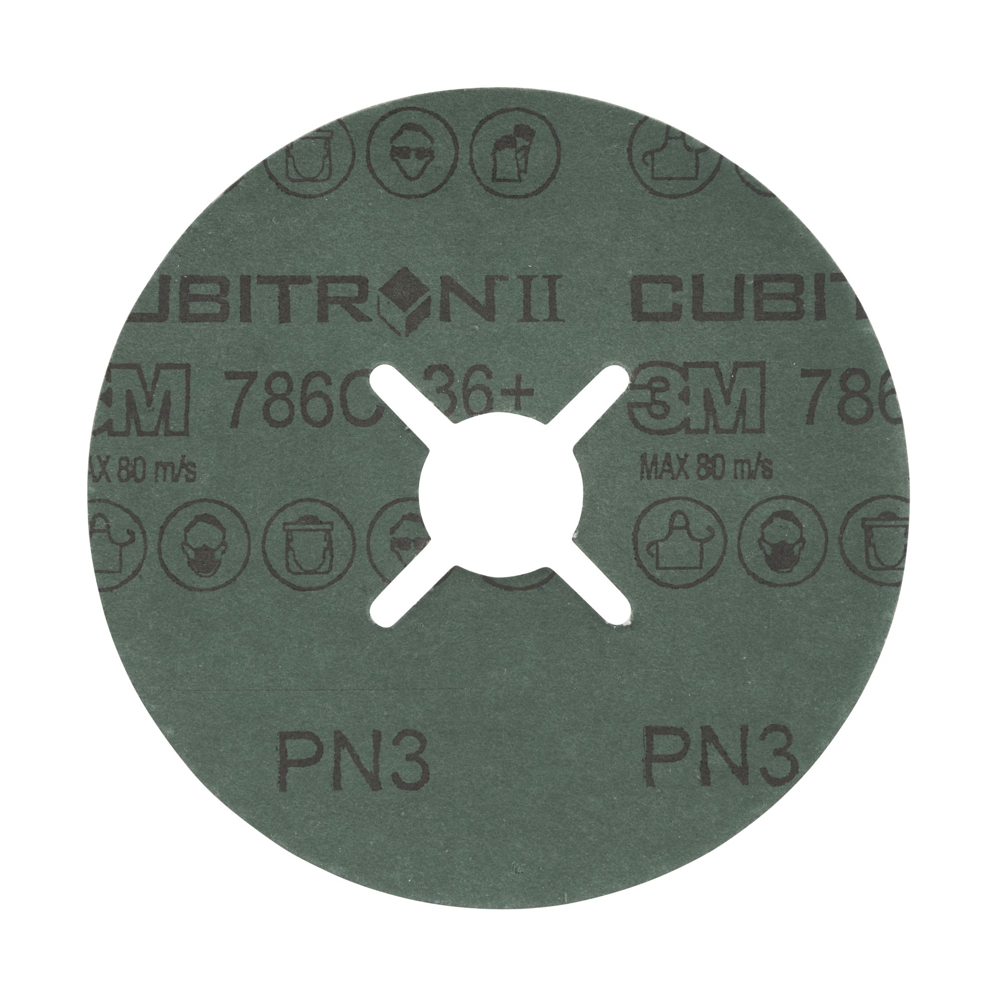 3M™ Cubitron™ II Disco de fibra abrasivo 786C, 180 mm x 22 mm, con ranuras, 36+, 33431