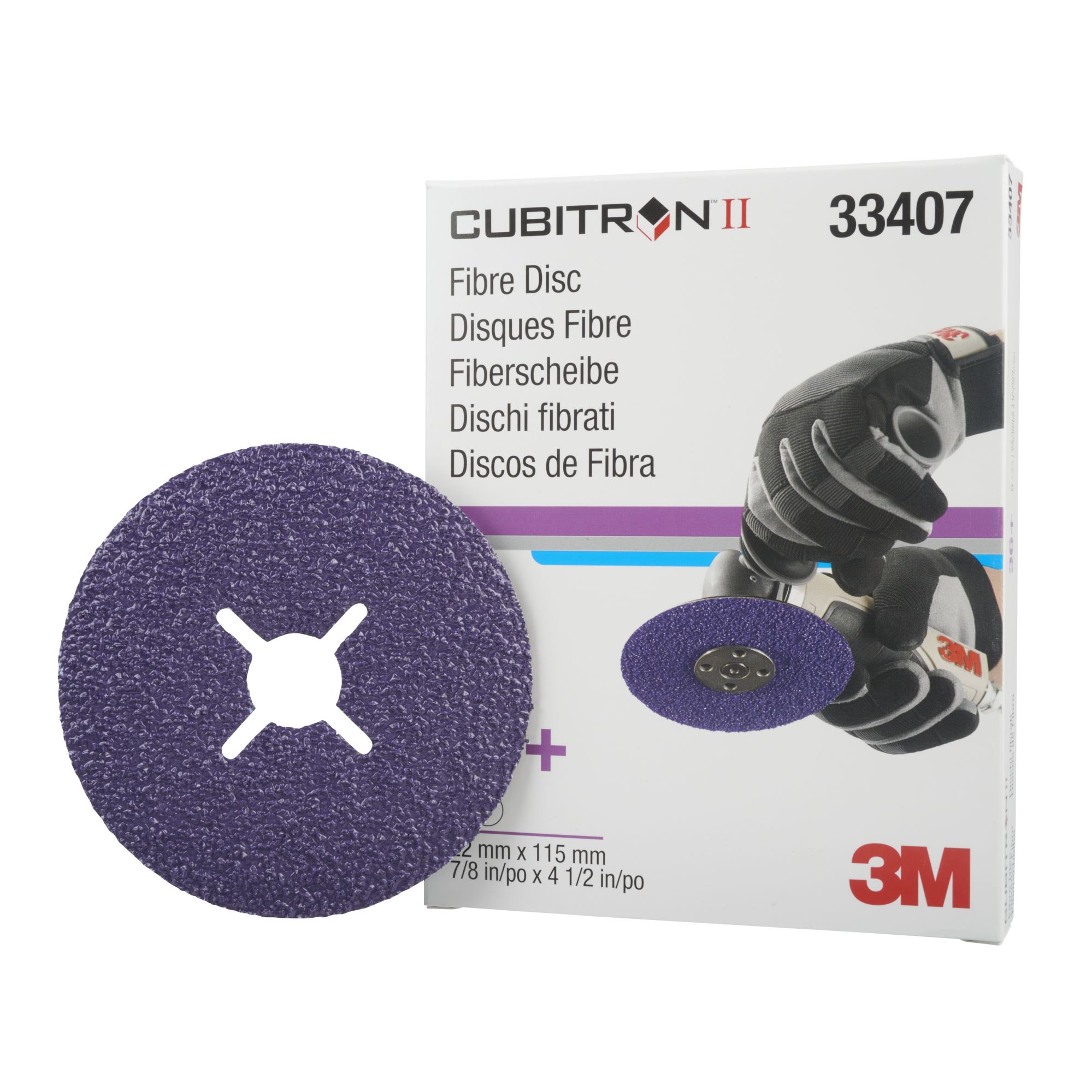 3M™ Cubitron™ II Disco de fibra abrasivo 786C, 115 mm x 22 mm, con ranuras, 36+, 33407