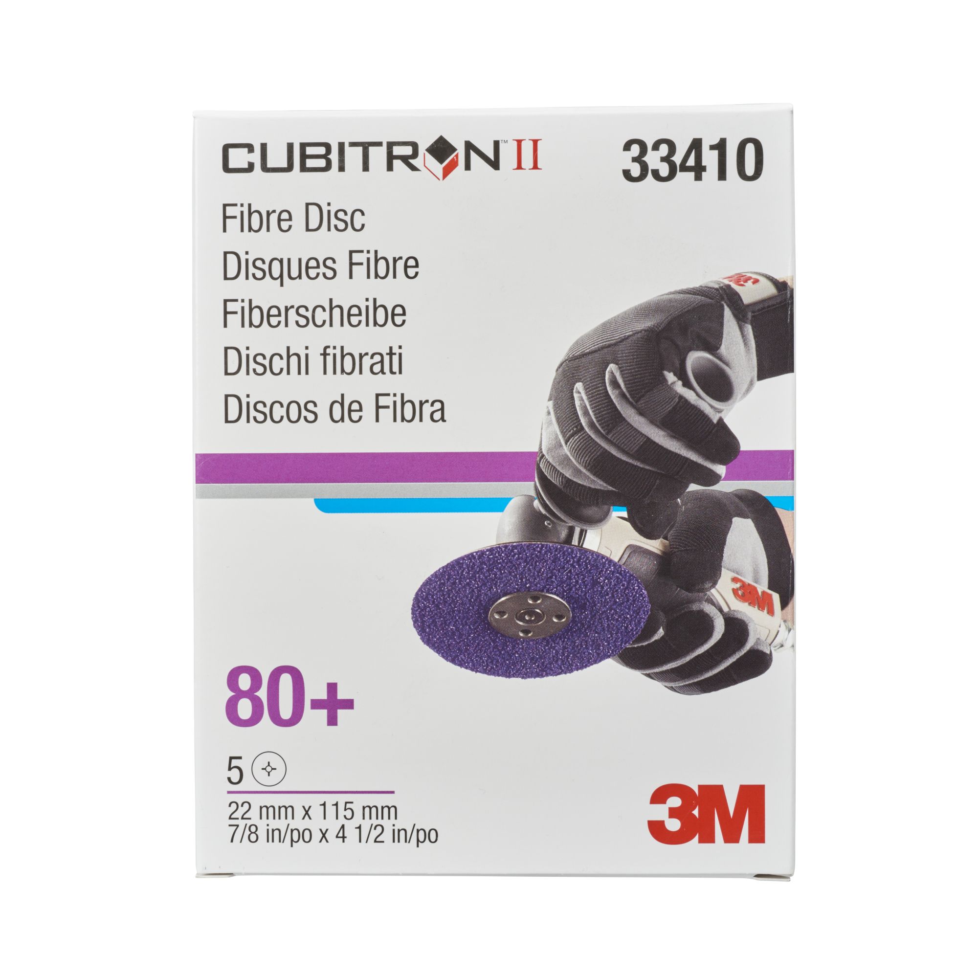 3M™ Cubitron™ II Disco de fibra abrasivo 786C, 115 mm x 22 mm, con ranuras, 80+, 33410