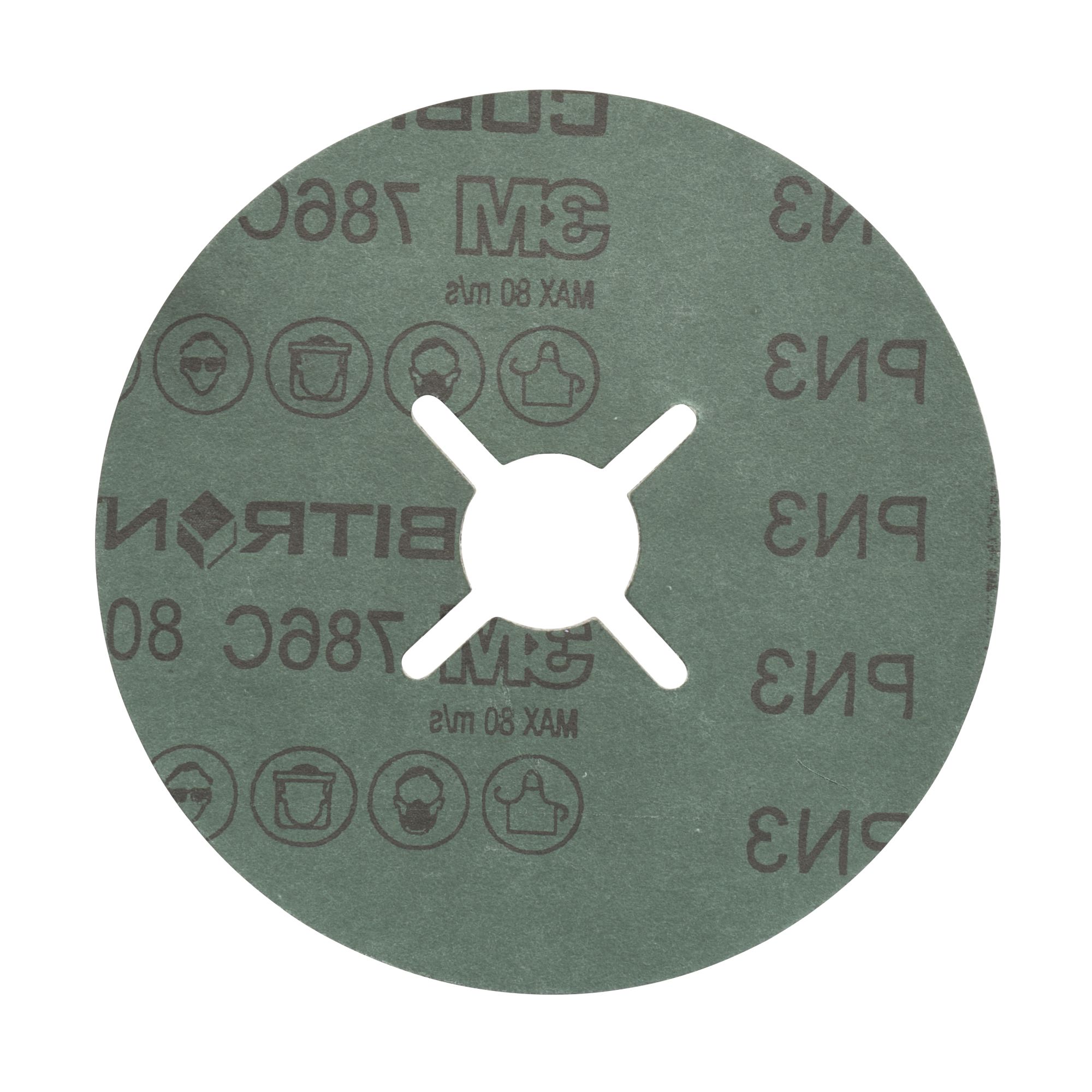 3M™ Cubitron™ II Disco de fibra abrasivo 786C, 115 mm x 22 mm, con ranuras, 80+, 33410