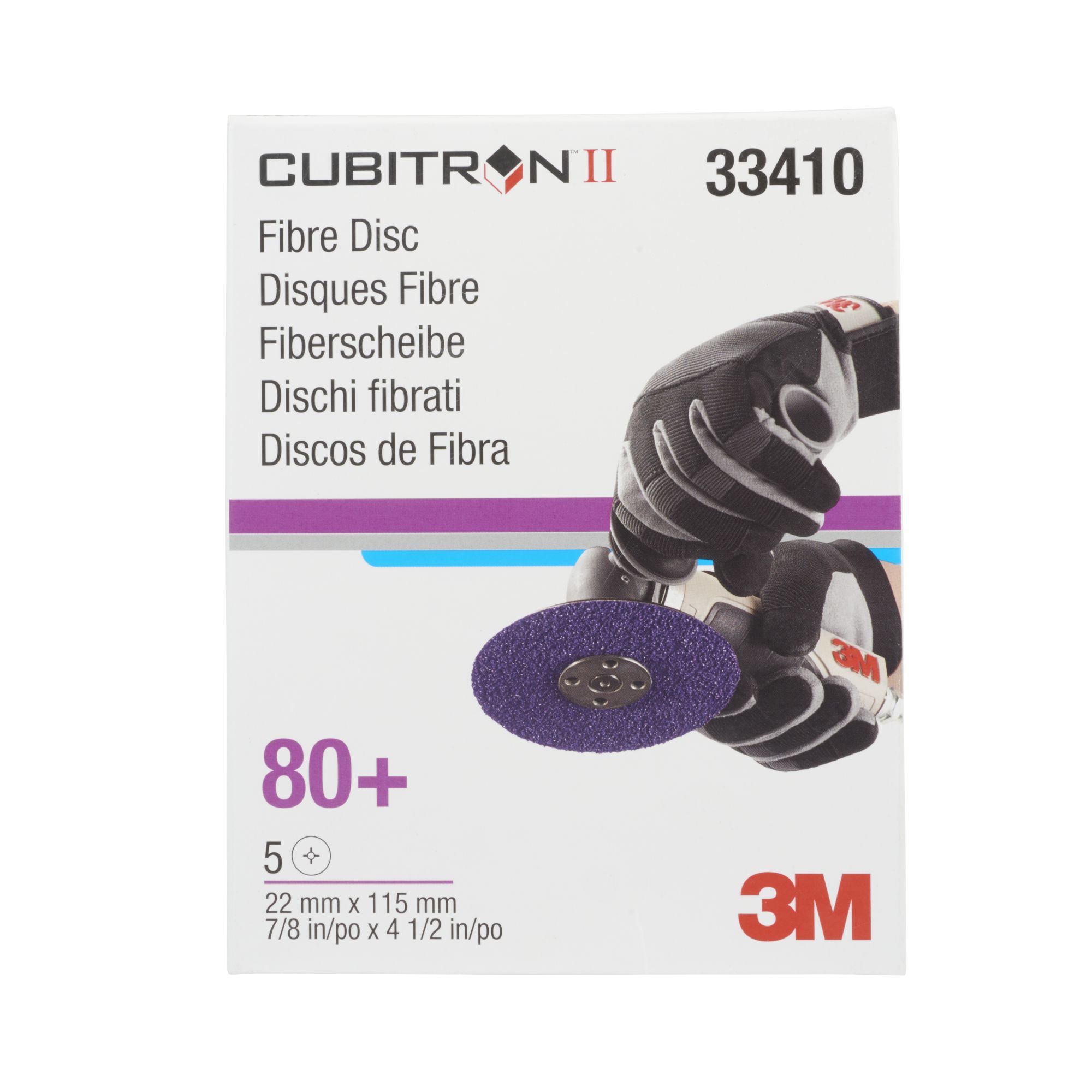 3M™ Cubitron™ II Disco de fibra abrasivo 786C, 115 mm x 22 mm, con ranuras, 80+, 33410