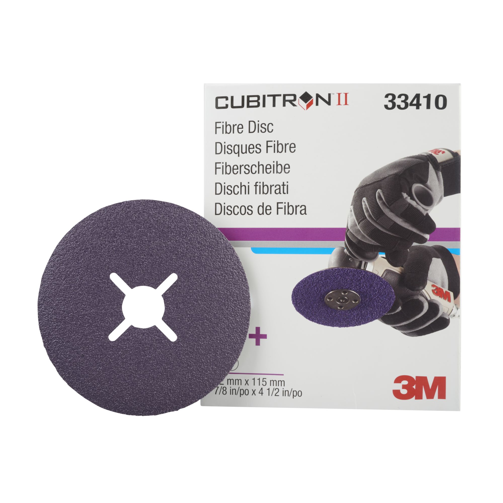3M™ Cubitron™ II Disco de fibra abrasivo 786C, 115 mm x 22 mm, con ranuras, 80+, 33410