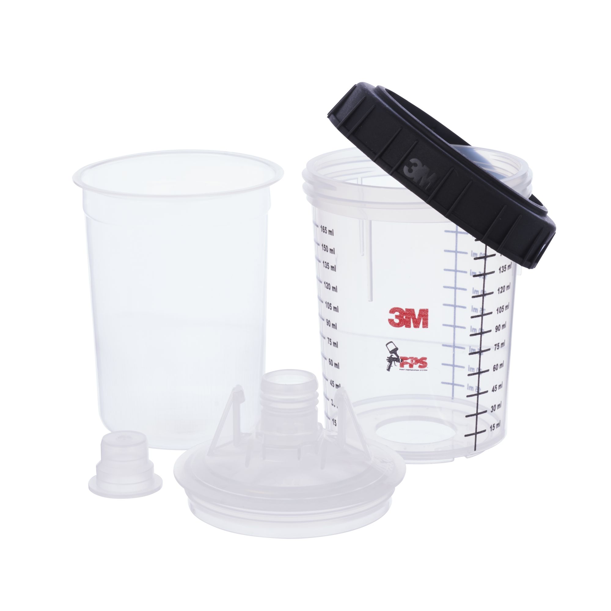 3M™ PPS™ Kits de tapas y vasos desechables, mini, 170 ml, 200 µ, 16114