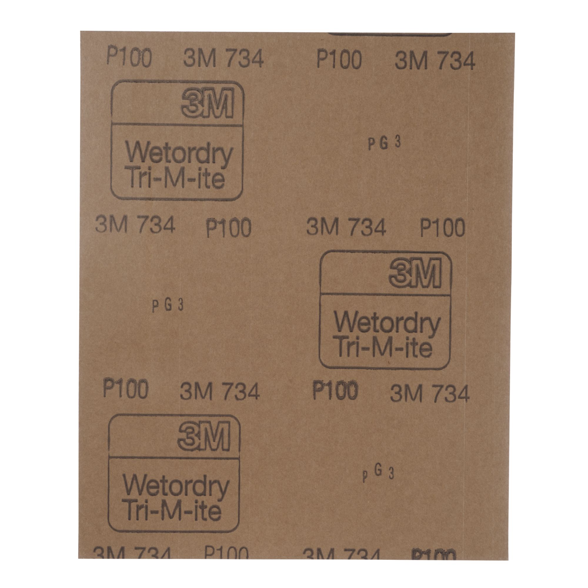 3M™ Wetordry™ Hoja de papel abrasivo 734, 230 mm x 280 mm, P100, 01987