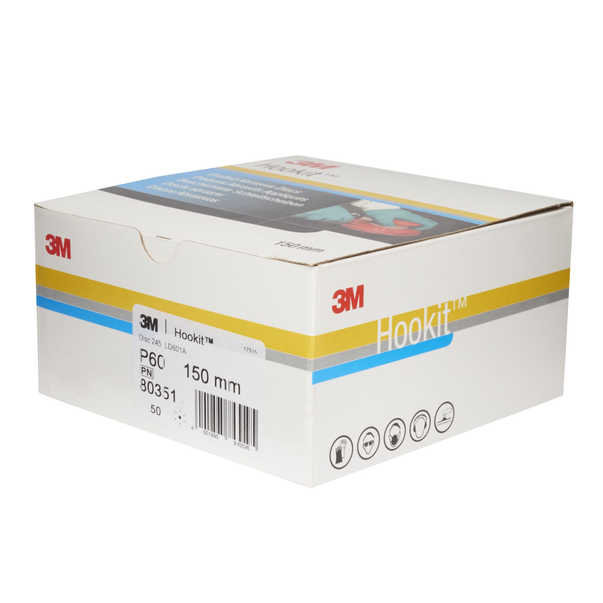 3M™ Hookit™ Disco abrasivo 245, 150 mm, 7 agujeros, P60, 80351