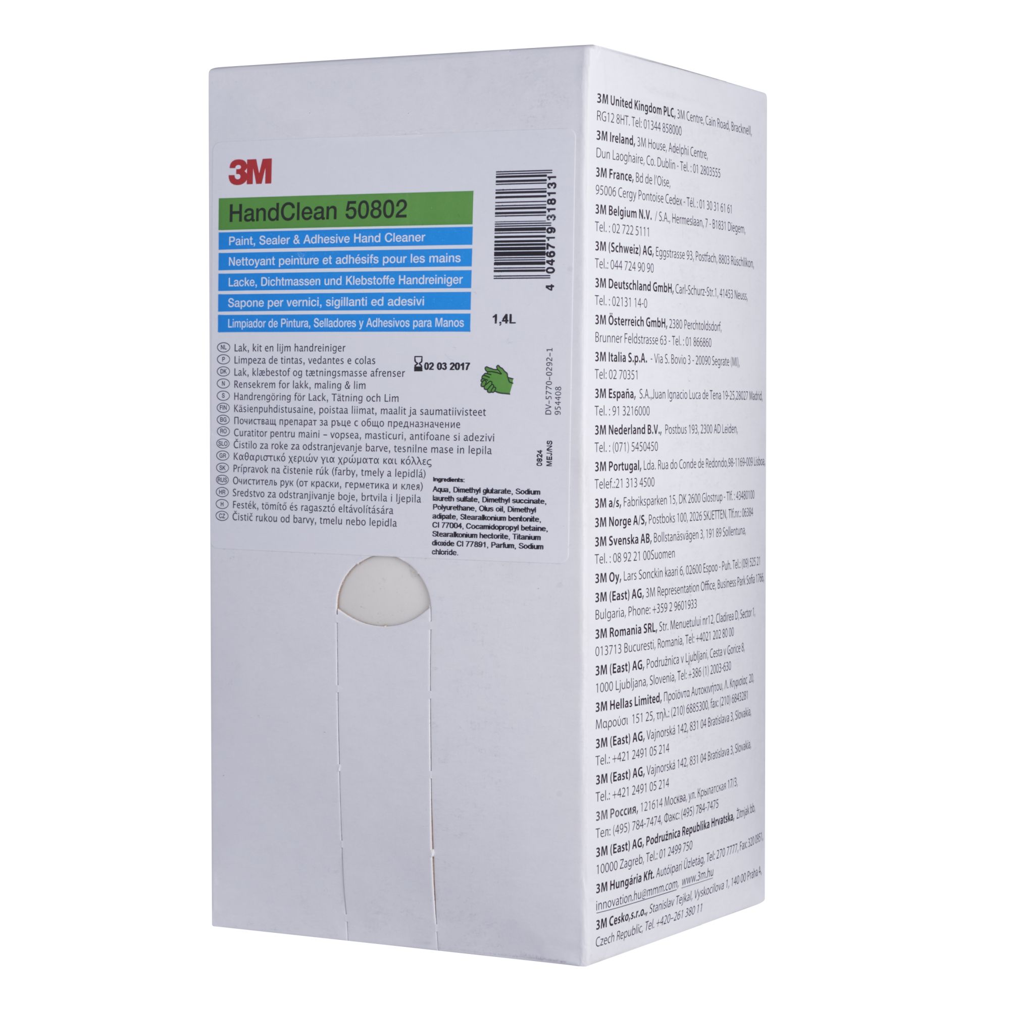 3M™ Limpieza y cuidado de manos, selladores y adhesivos, 1,4 l, 50802