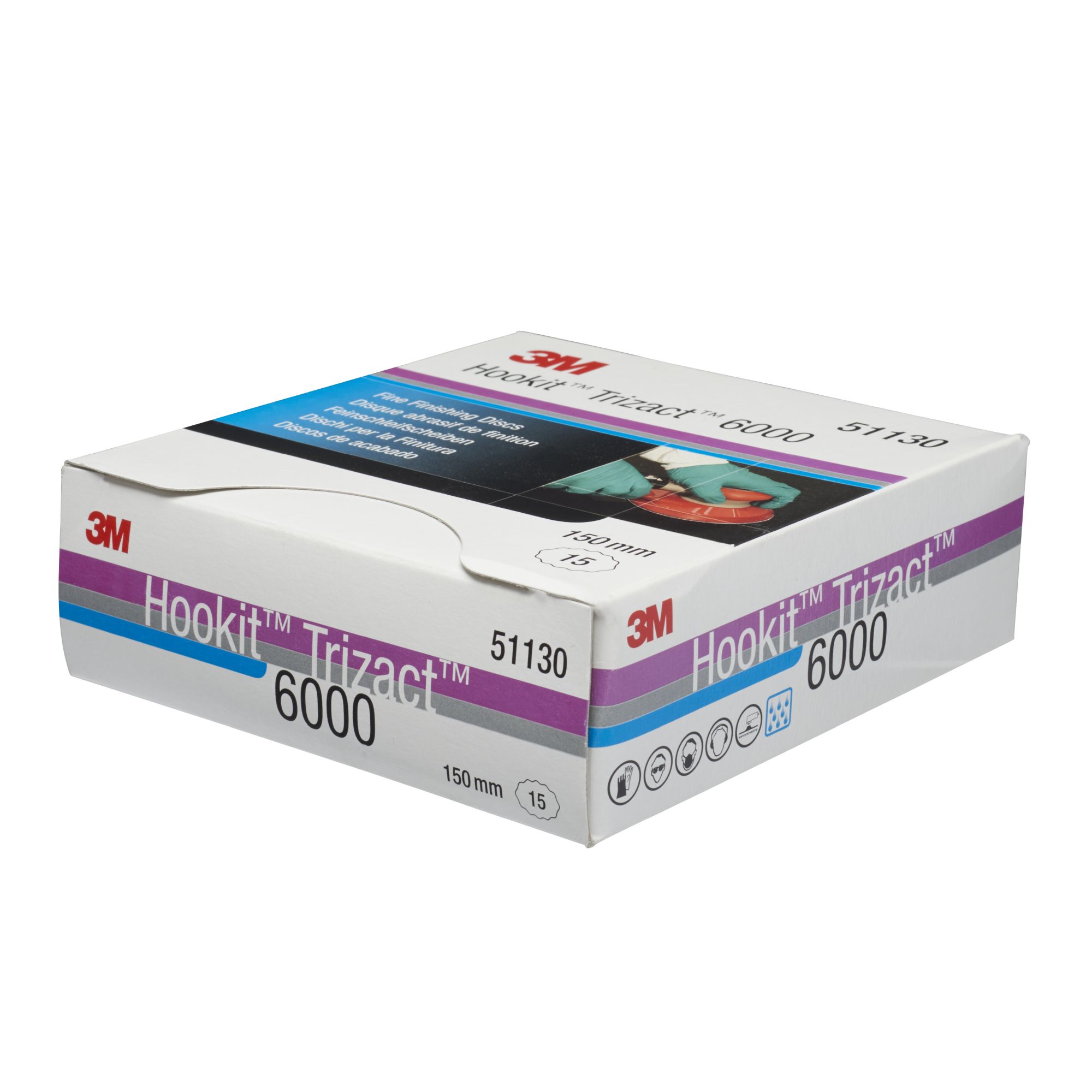 3M™ Trizact™ Hookit™ Disco abrasivo de acabado 443SA, 150 mm, sin agujeros, P6000, 51130