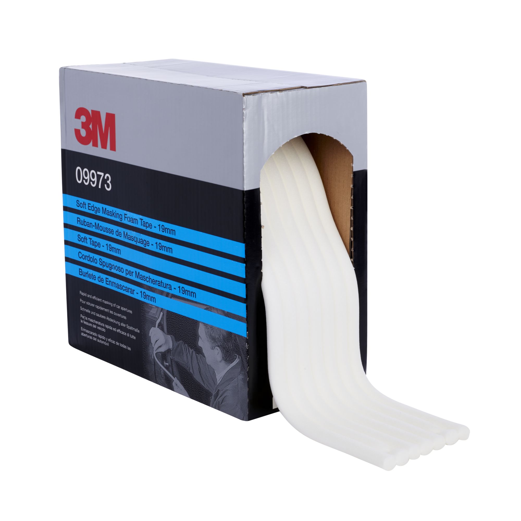 3M™ Cinta de enmascarado de gomaespuma con borde suave, blanco, 19 mm x 35 m, 09973