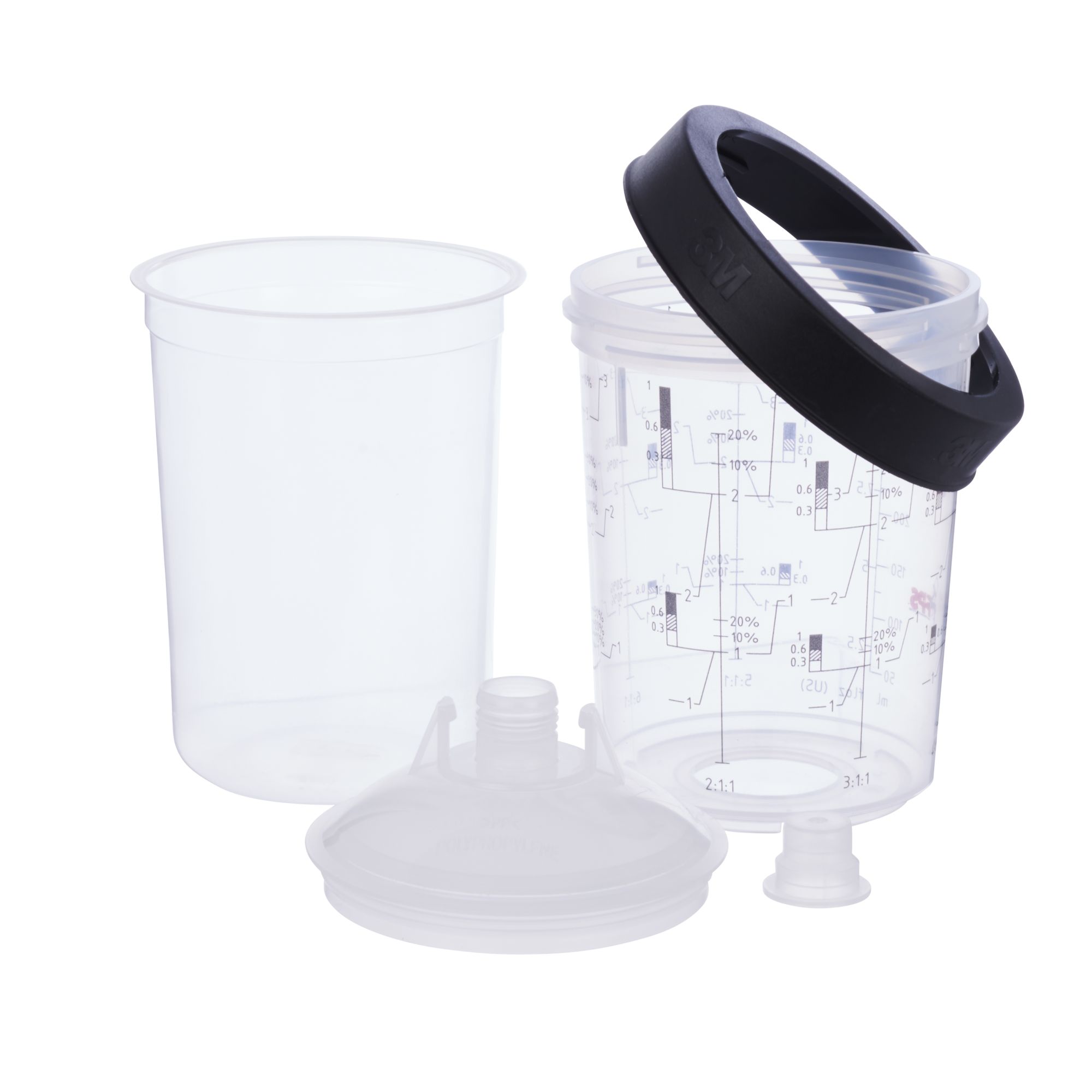 3M™ PPS™ Kit de tapas y vasos, midi con tapas adicionales, 400 ml, 200 µ, 16175