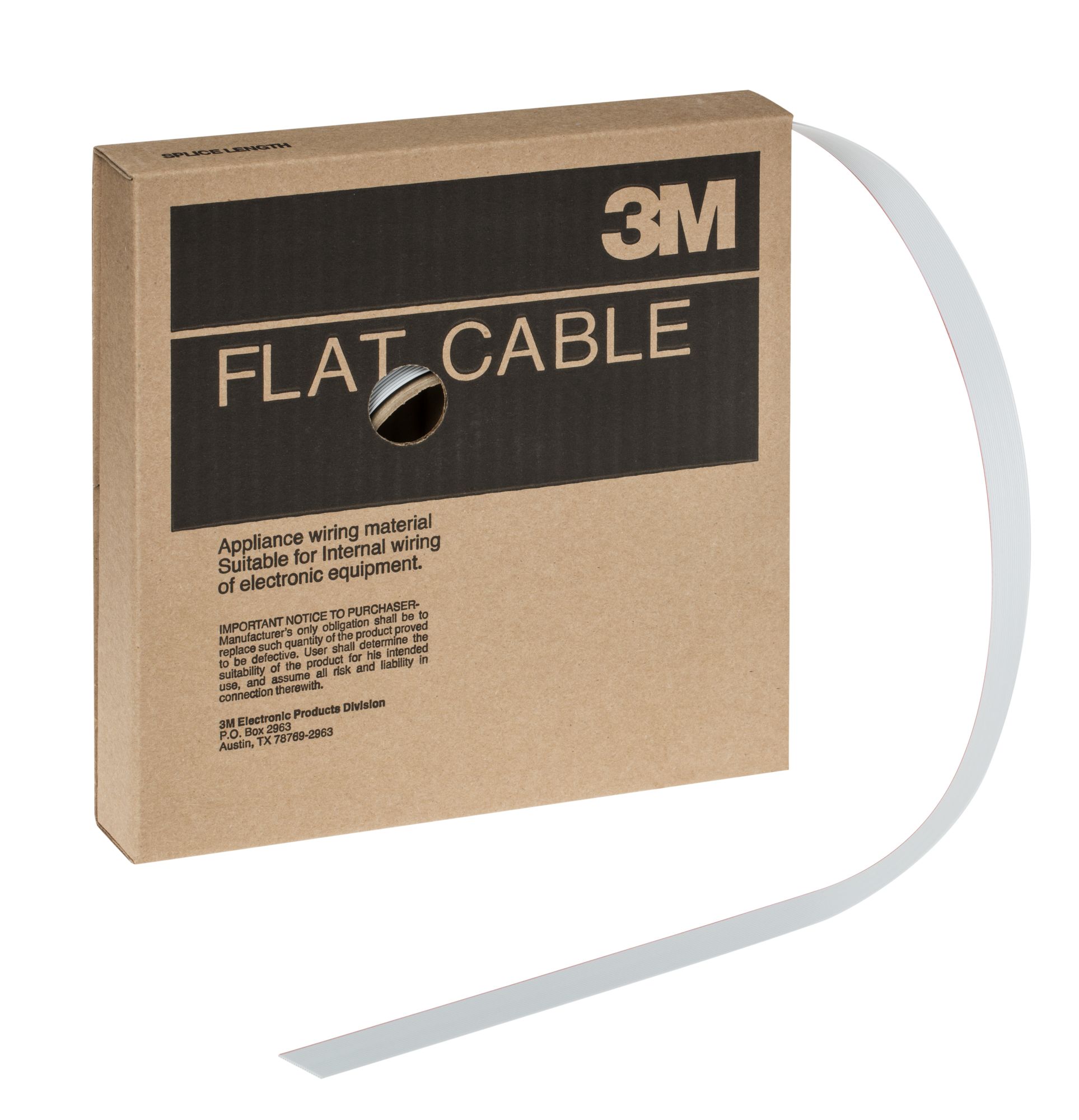 3M™ Cable plano con conductor redondo, serie 3625, 3625/20, 30 m