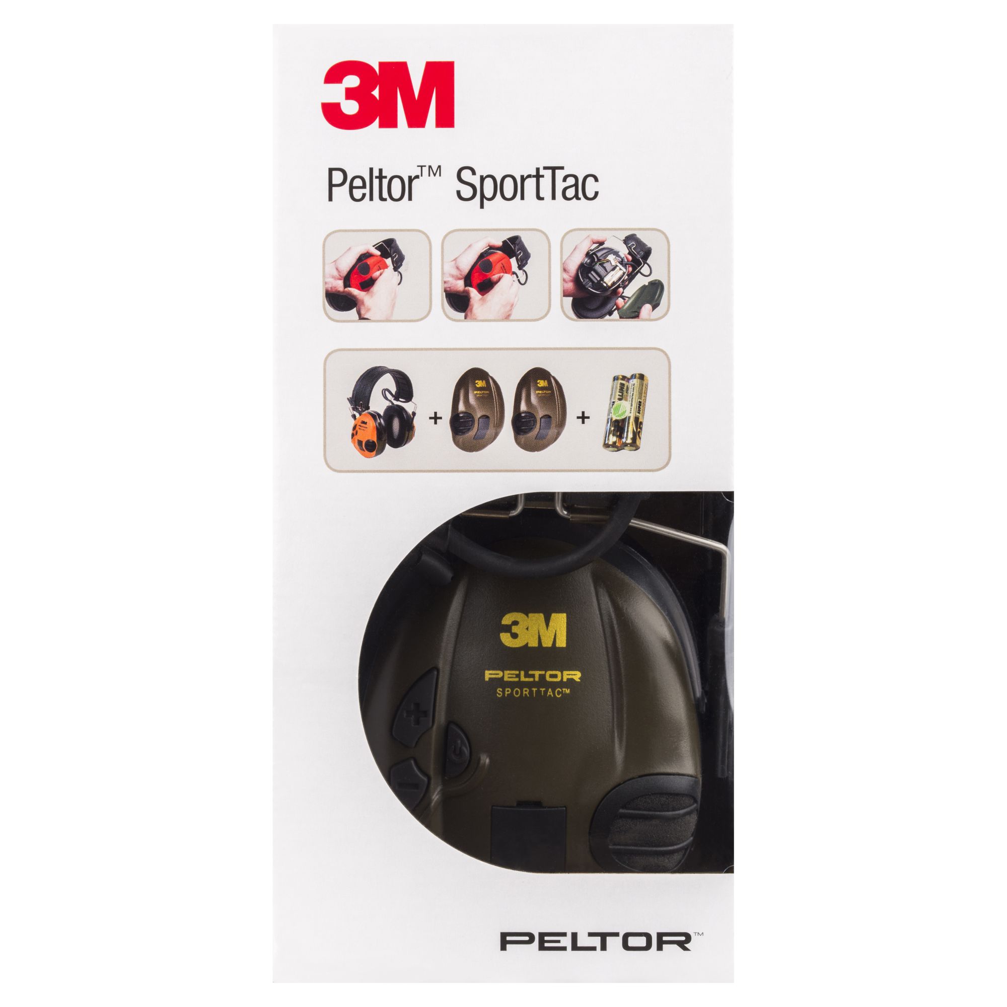 3M™ PELTOR™ SportTac Orejeras, 26 dB, cazoletas rojas/negras, diadema flexible, MT16H210F-478-RD