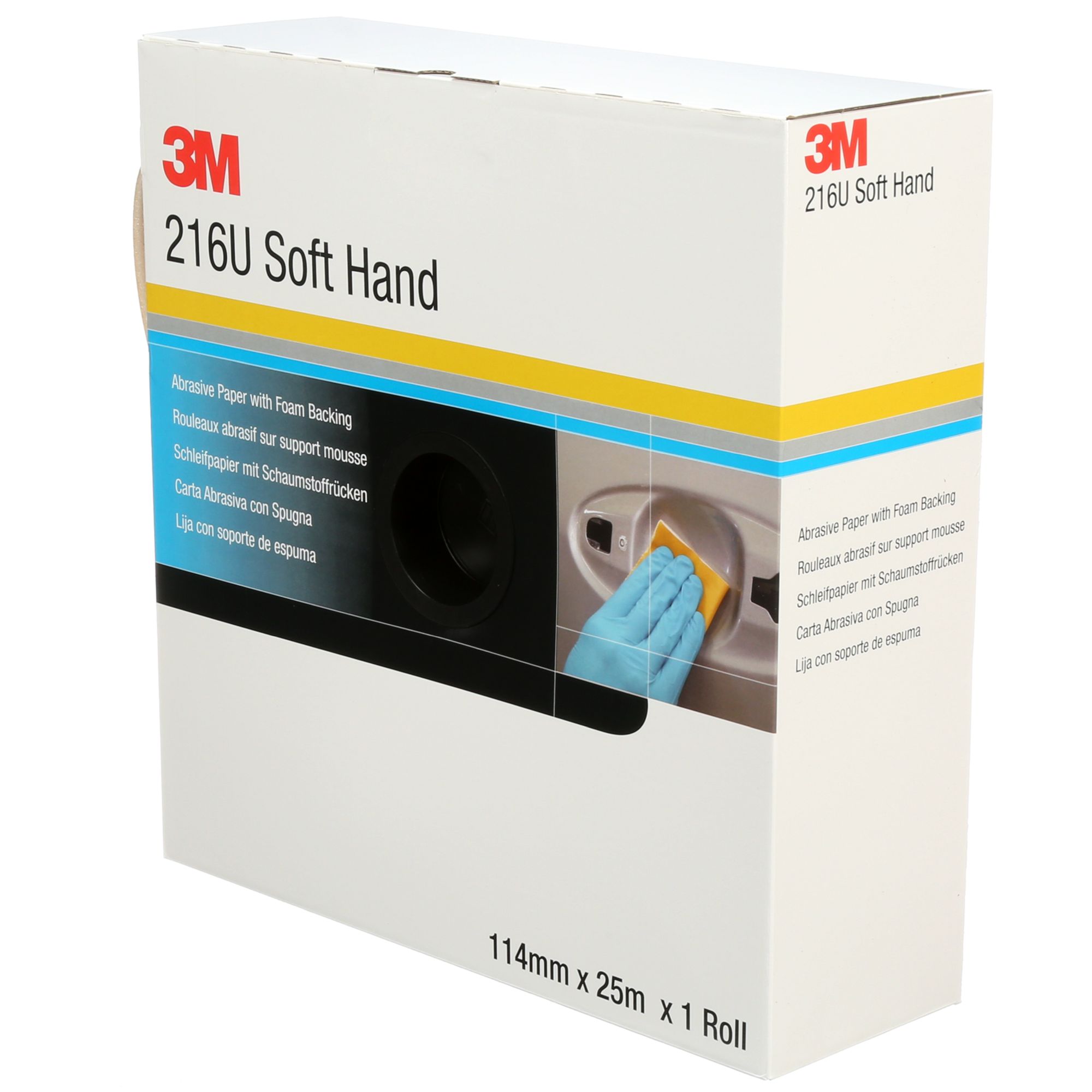 3M™ 216U Rollo de papel abrasivo con esponja, precortado 114 mm x 25 m, P150, 50330