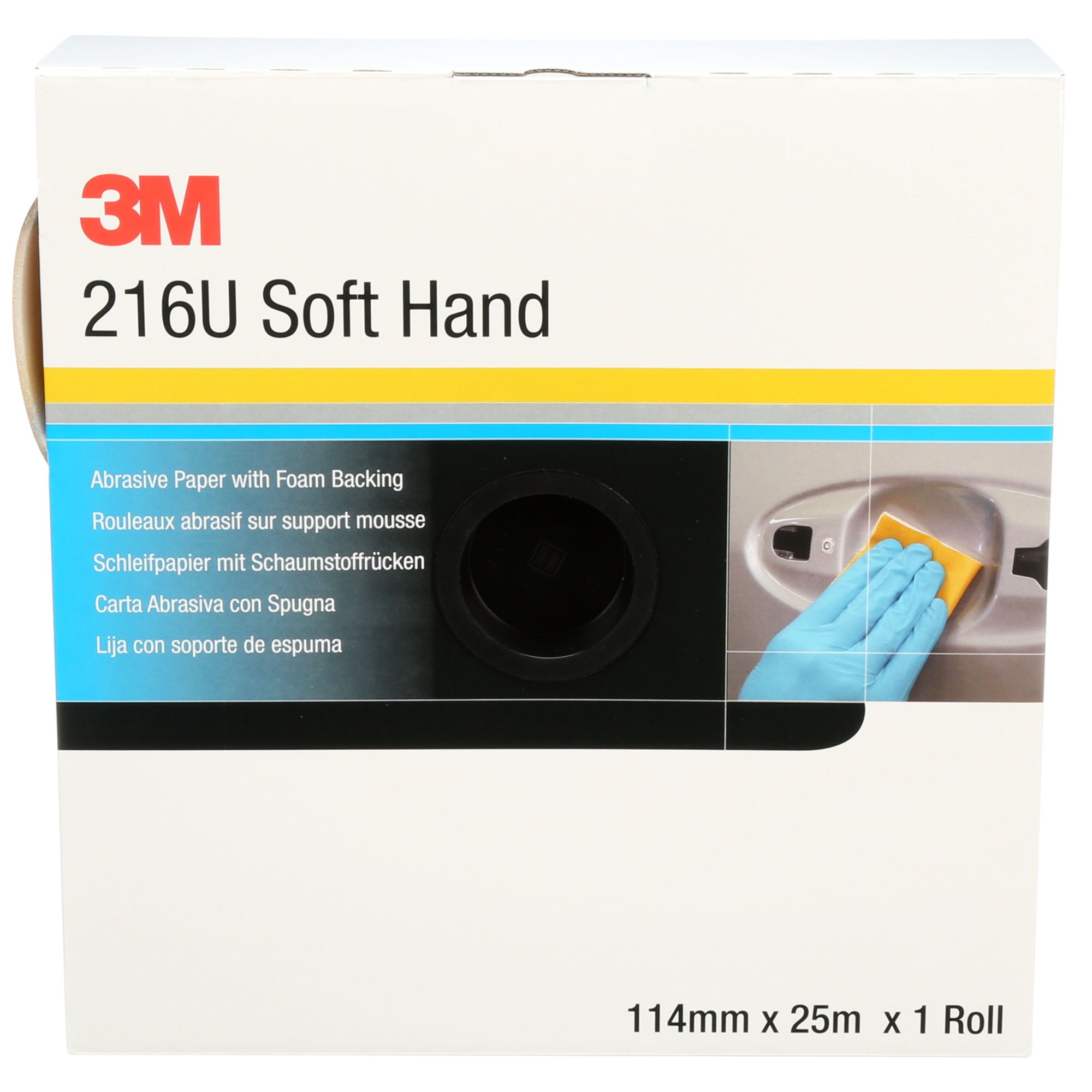 3M™ 216U Rollo de papel abrasivo con esponja, precortado 114 mm x 25 m, P150, 50330
