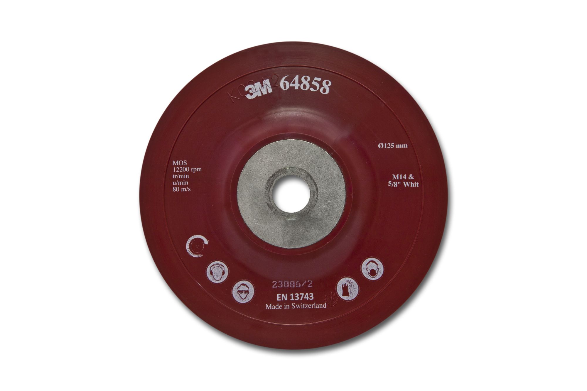 3M™ Plato para el Disco de Fibra Plano M14 Rojo Blando, 125 mm, 64858