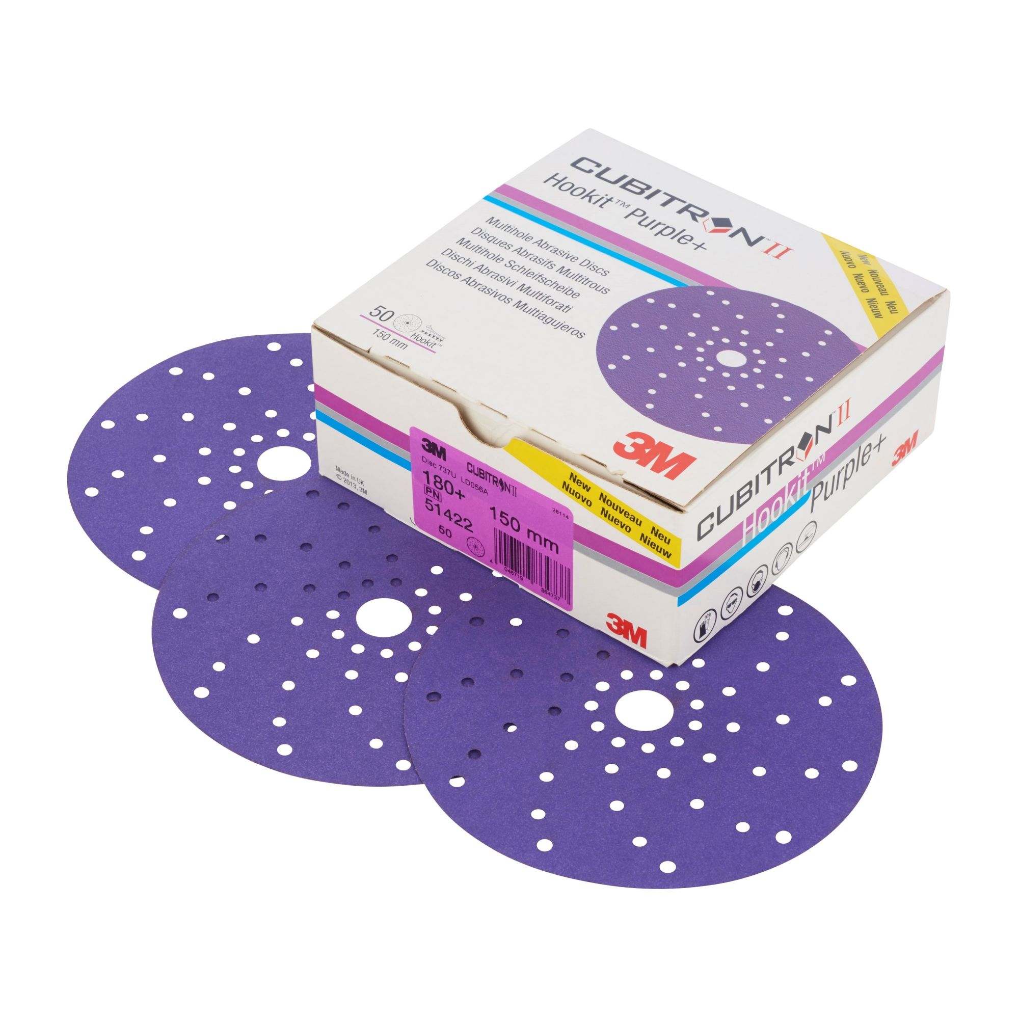 3M™ Cubitron™ II Hookit™ Disco abrasivo 737U, 150 mm, multiagujeros, 180+, 51422