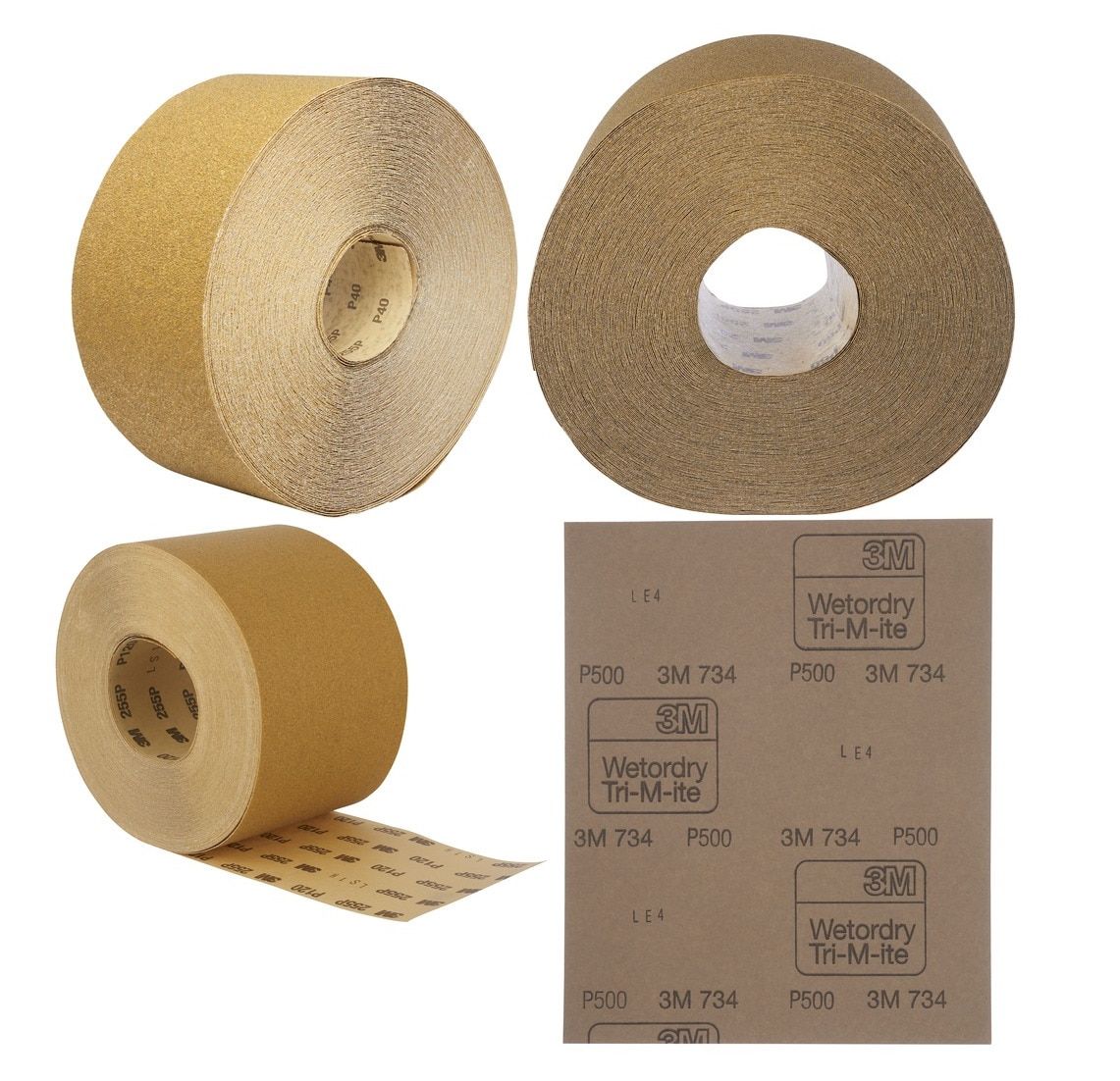 3M™ Rollo de papel abrasivo 255P, 115 mm x 50 m, P320, 04533