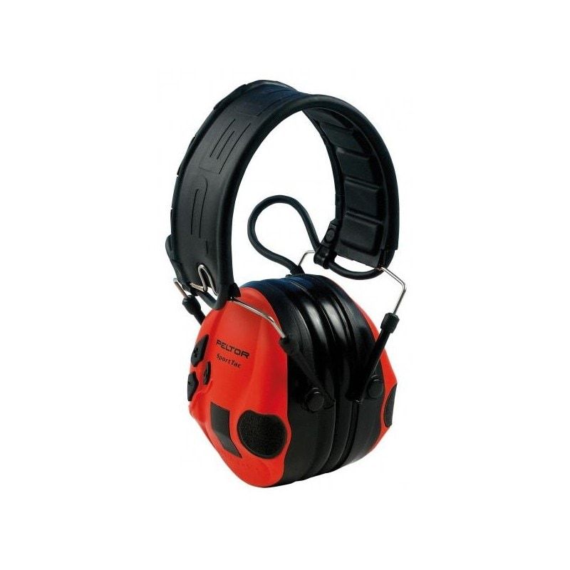 3M™ PELTOR™ SportTac Orejeras, 26 dB, cazoletas rojas/negras, diadema flexible, MT16H210F-478-RD