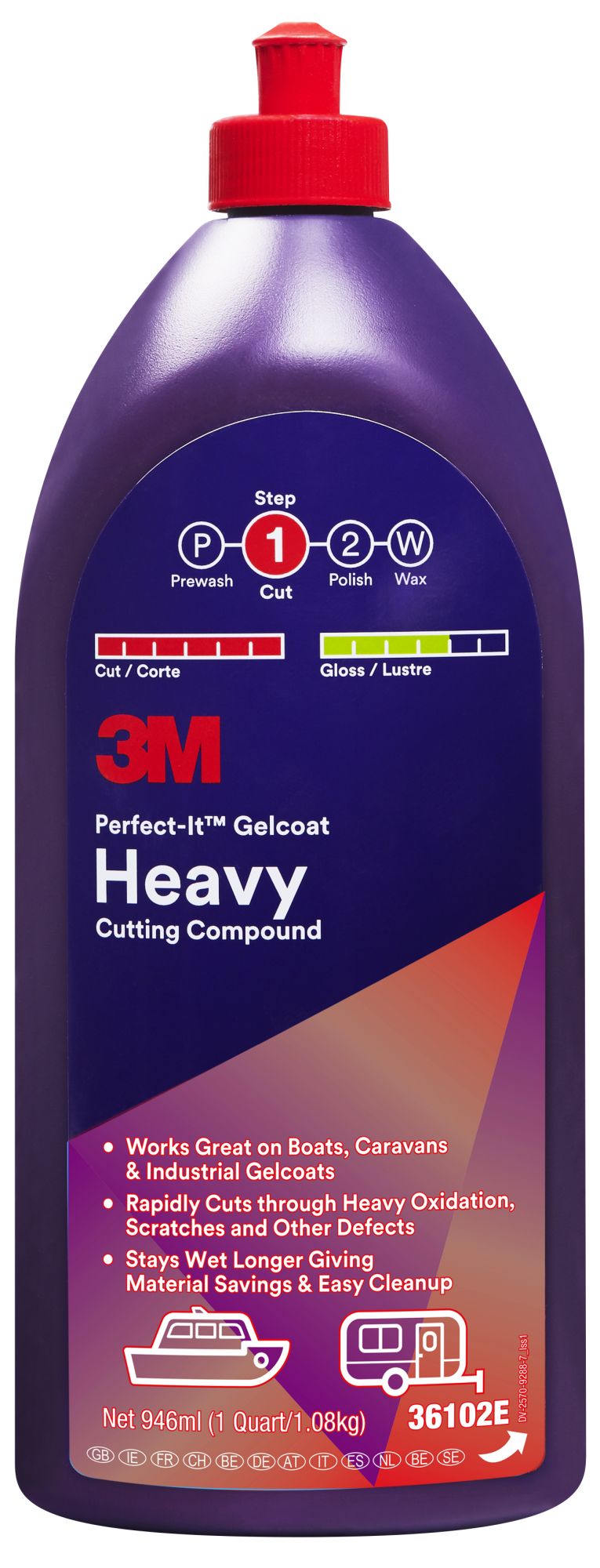 3M™ Perfect-It™ Compuesto de desbastado de gran poder de corte para Gelcoat, 946 ml, 36102E