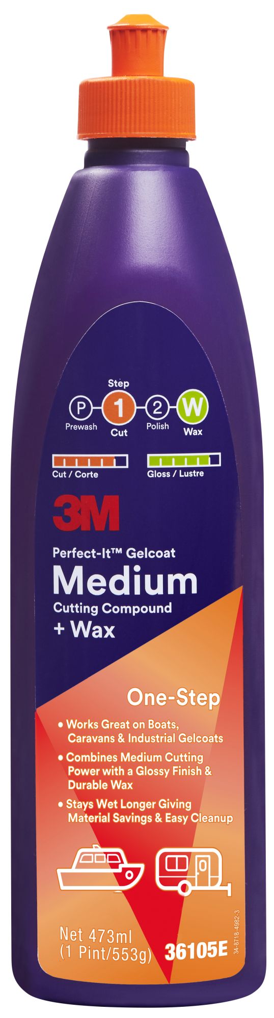 3M™ Perfect-It™ Pulimento gelcoat corte medio + cera, 473 ml, 36105E