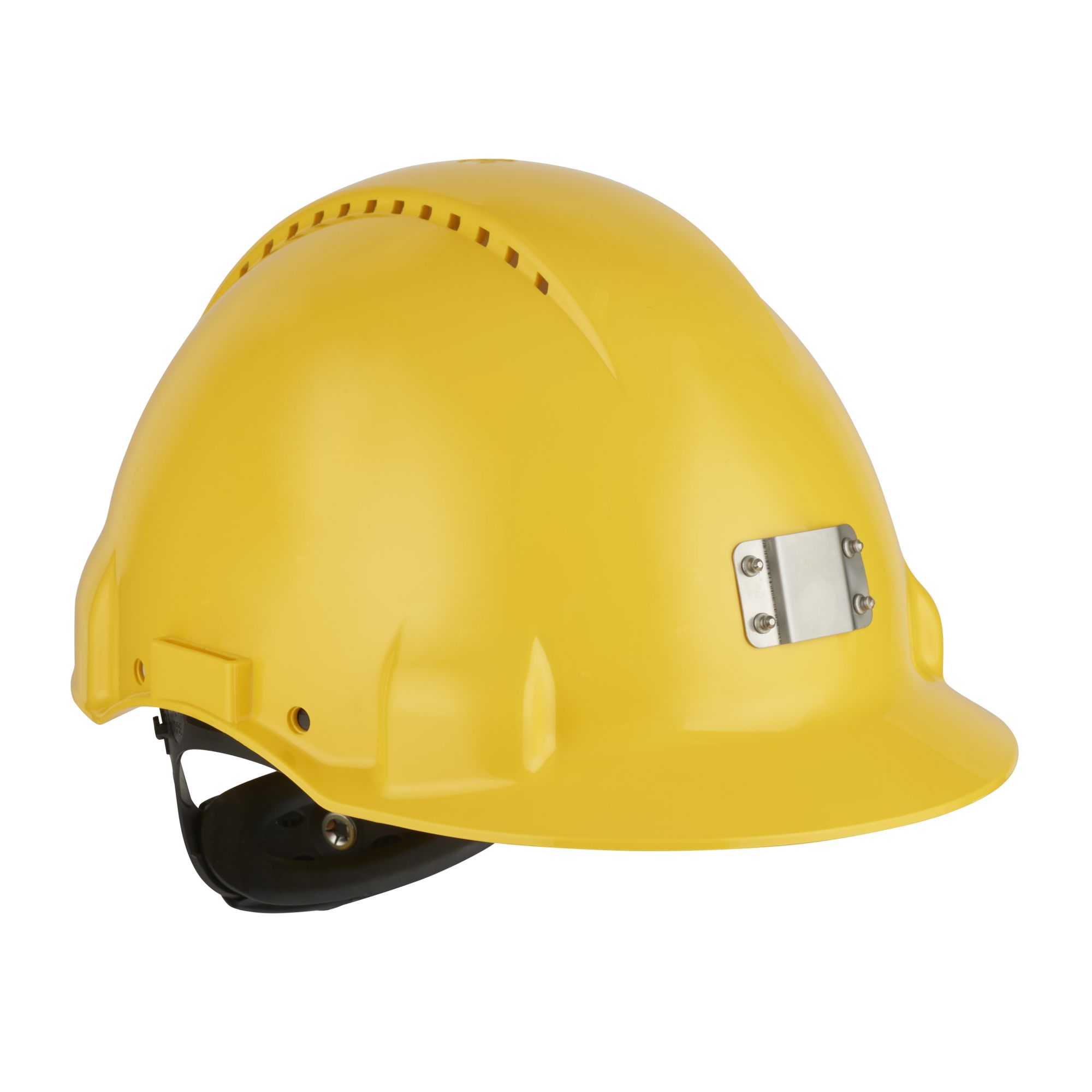 3M™ Casco, Uvicator, con arnés de ruleta, ventilado y banda antisudor de plástico, portalámparas, amarillo, G3000NUV-10-GU