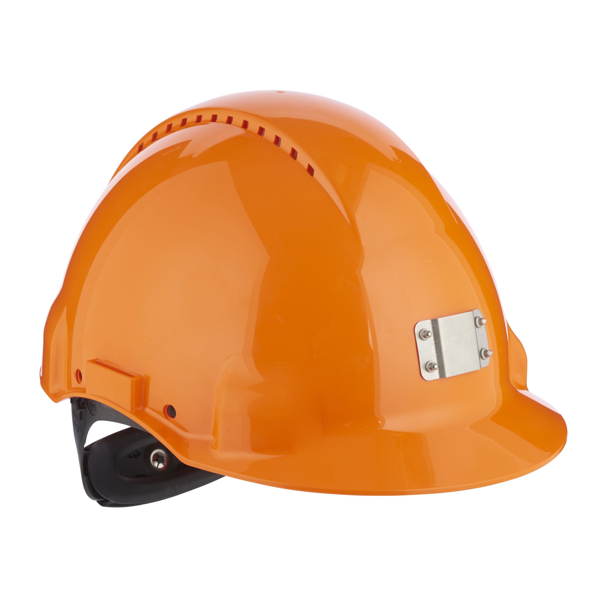 3M™ Casco, Uvicator, con arnés de ruleta, ventilado y banda antisudor de plástico, portalámparas, naranja, G3000NUV-10-OR