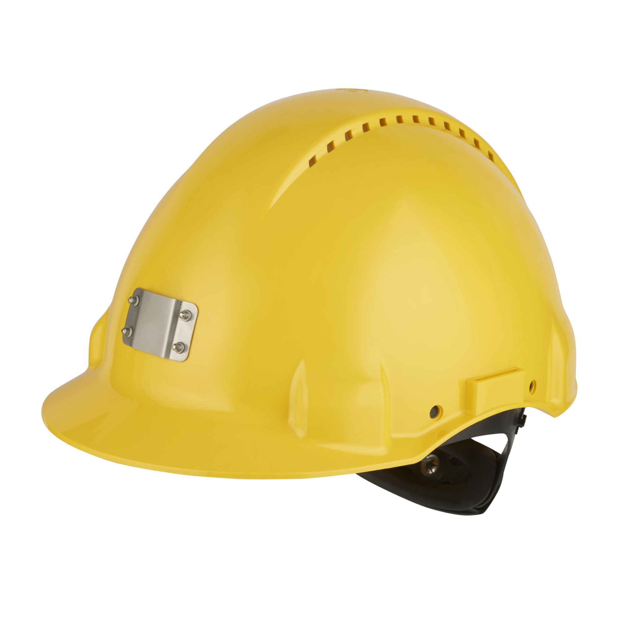 3M™ Casco, Uvicator, con arnés de ruleta, ventilado y banda antisudor de plástico, portalámparas, amarillo, G3000NUV-10-GU
