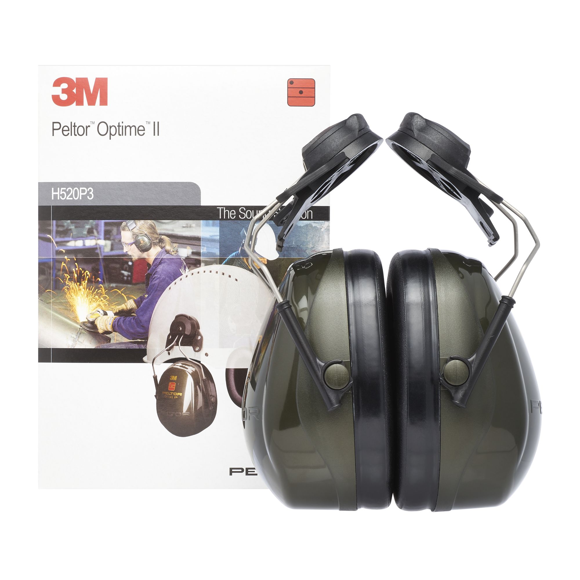 3M™ PELTOR™ Optime™ II Orejeras, 30 dB, verde, versión montada en casco, H520P3E-410-GQ-01