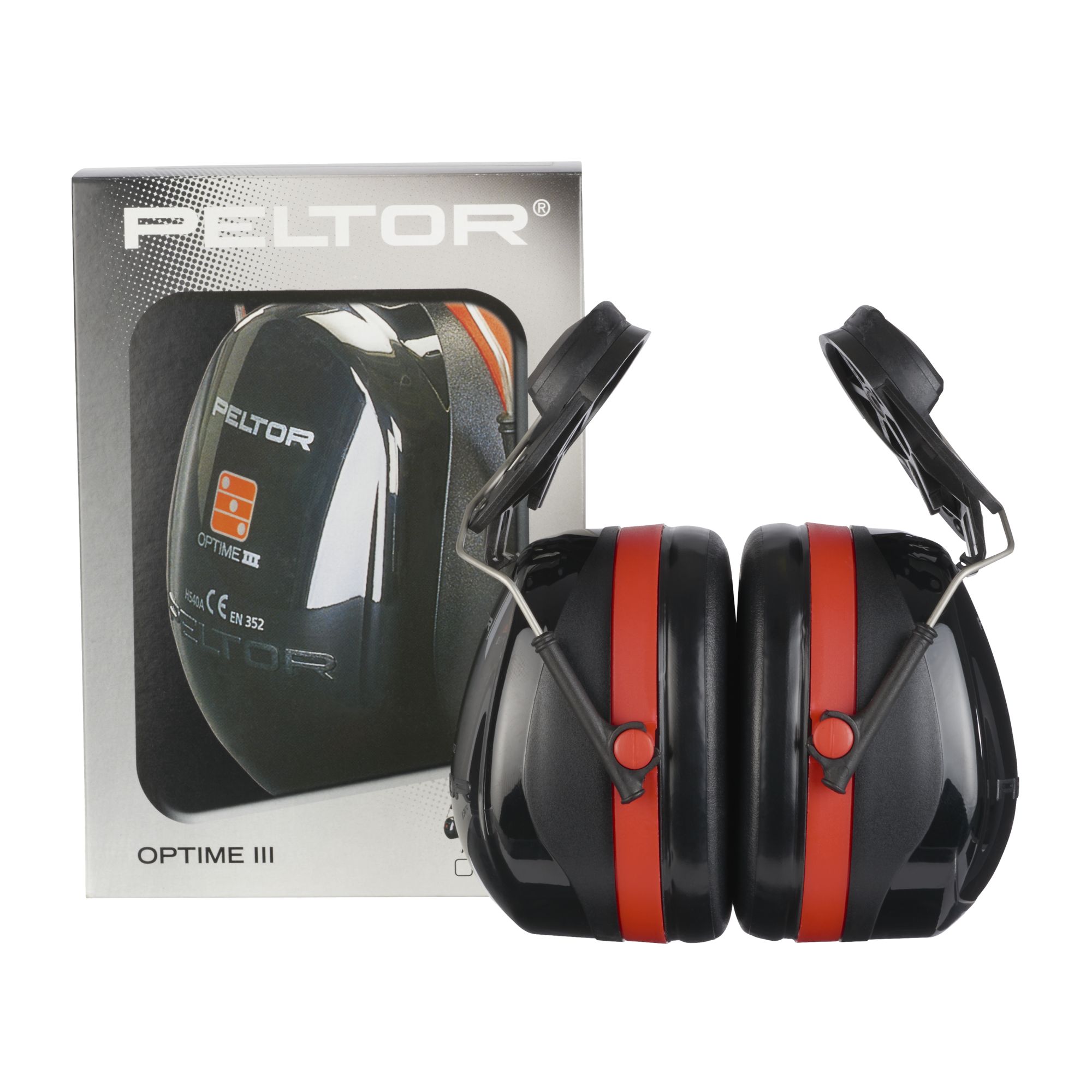 3M™ PELTOR™ Optime™ III Orejeras, 34 dB, negro/rojo, versión montada en casco, H540P3H-413-SV