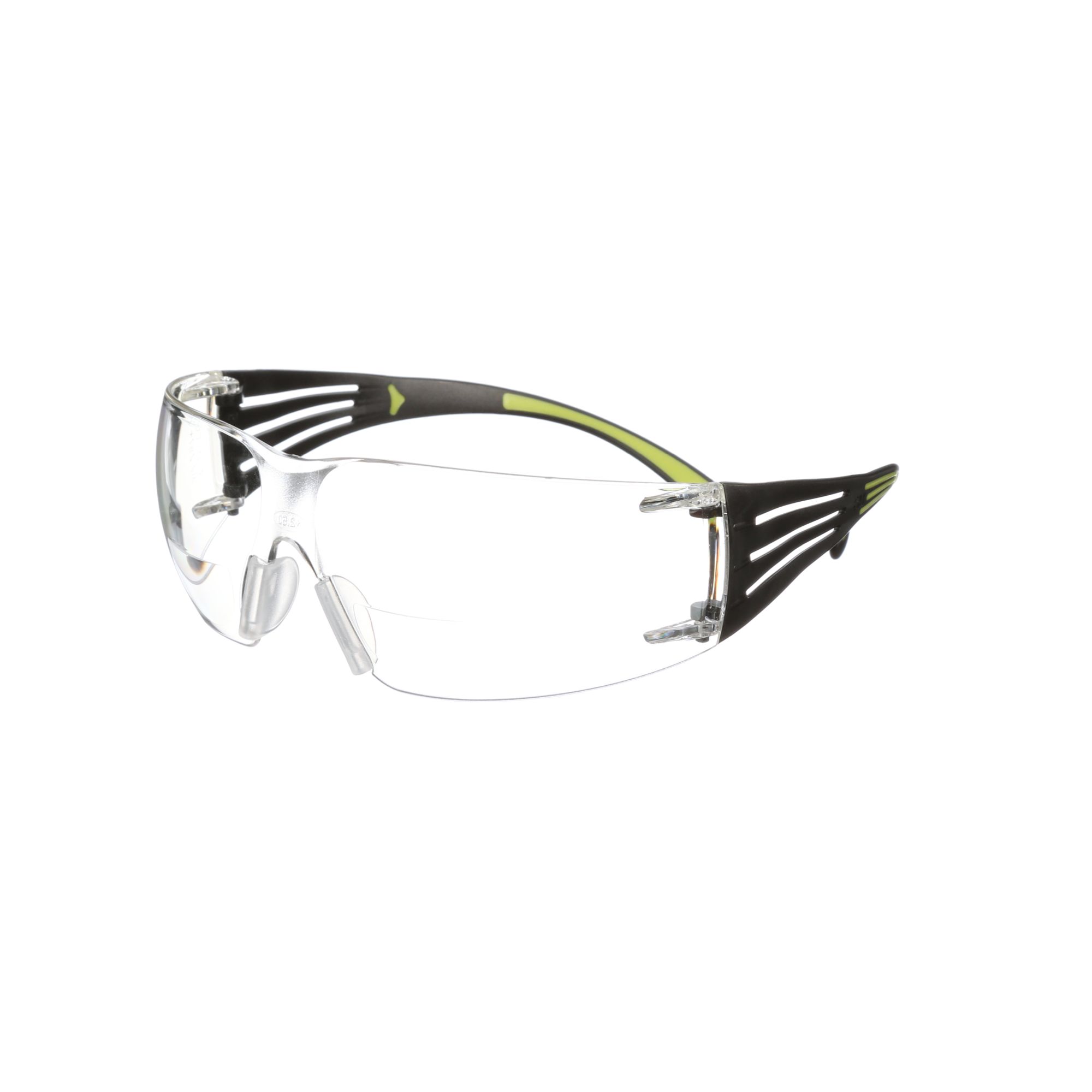 3M™ SecureFit™ 400 Gafas de seguridad graduadas, montura negro/verde, antirrayaduras/antiempañante, lente incolora 2,5 graduación, SF425AS/AF-EU, 20/caja
