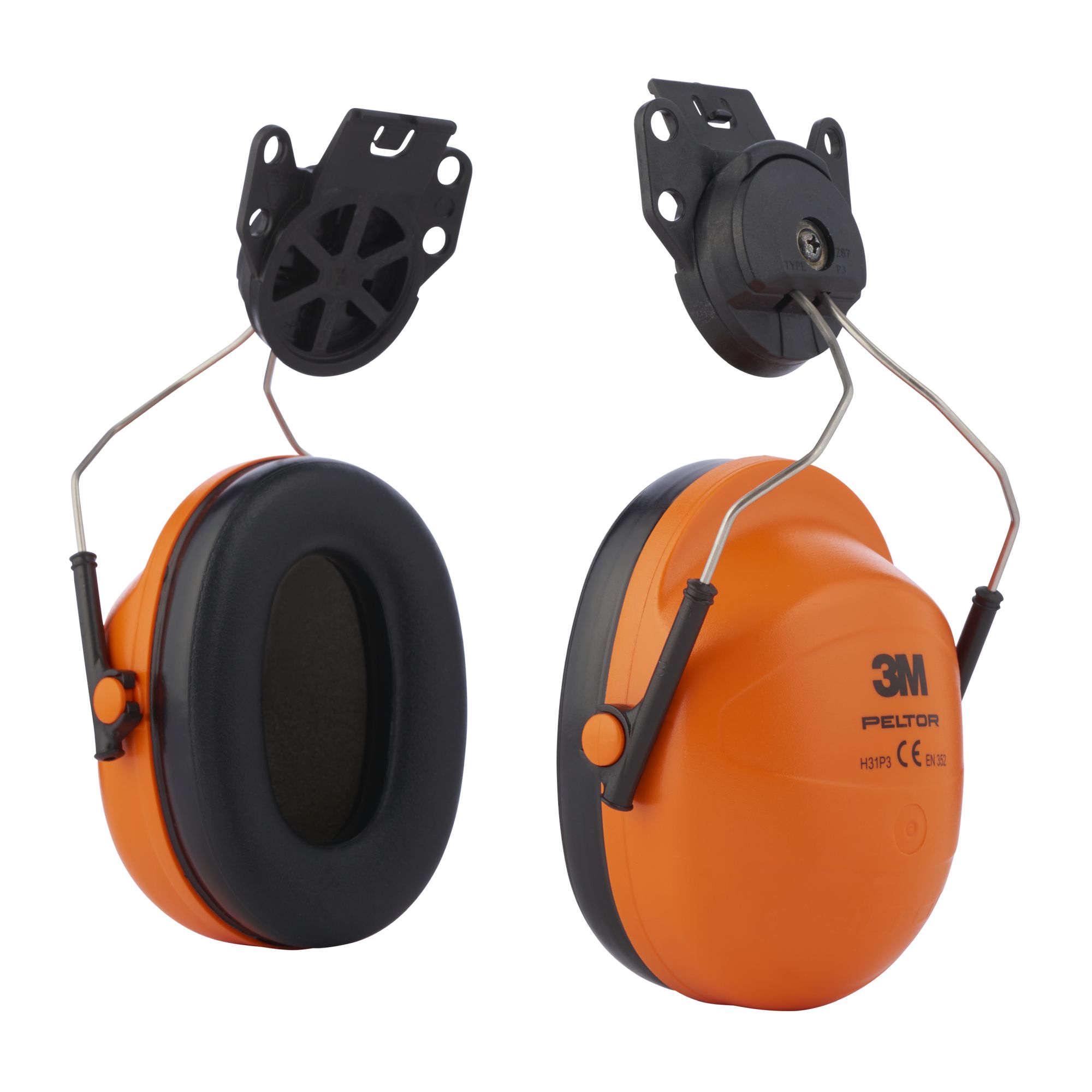 3M™ PELTOR™ H31P3AF Orejeras, 28 dB, naranja, montadas en casco