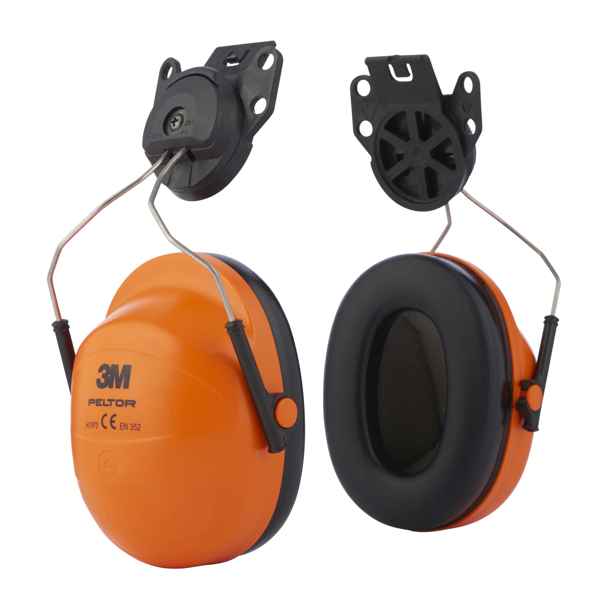 3M™ PELTOR™ H31P3AF Orejeras, 28 dB, naranja, montadas en casco