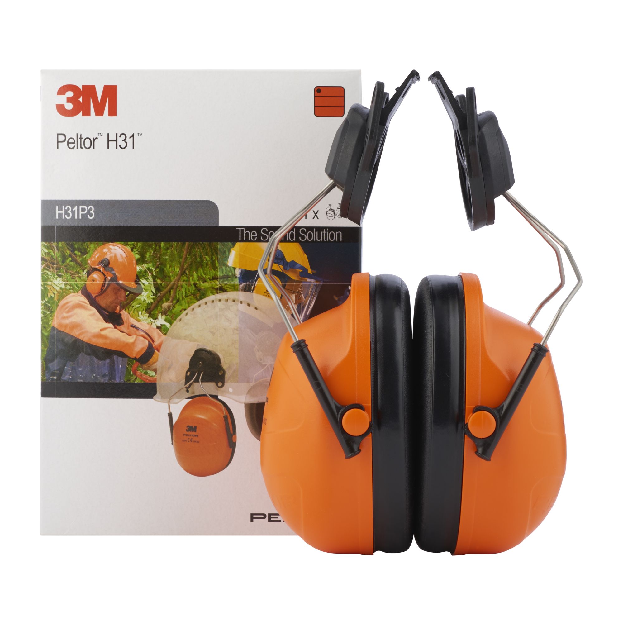 3M™ PELTOR™ H31P3AF Orejeras, 28 dB, naranja, montadas en casco