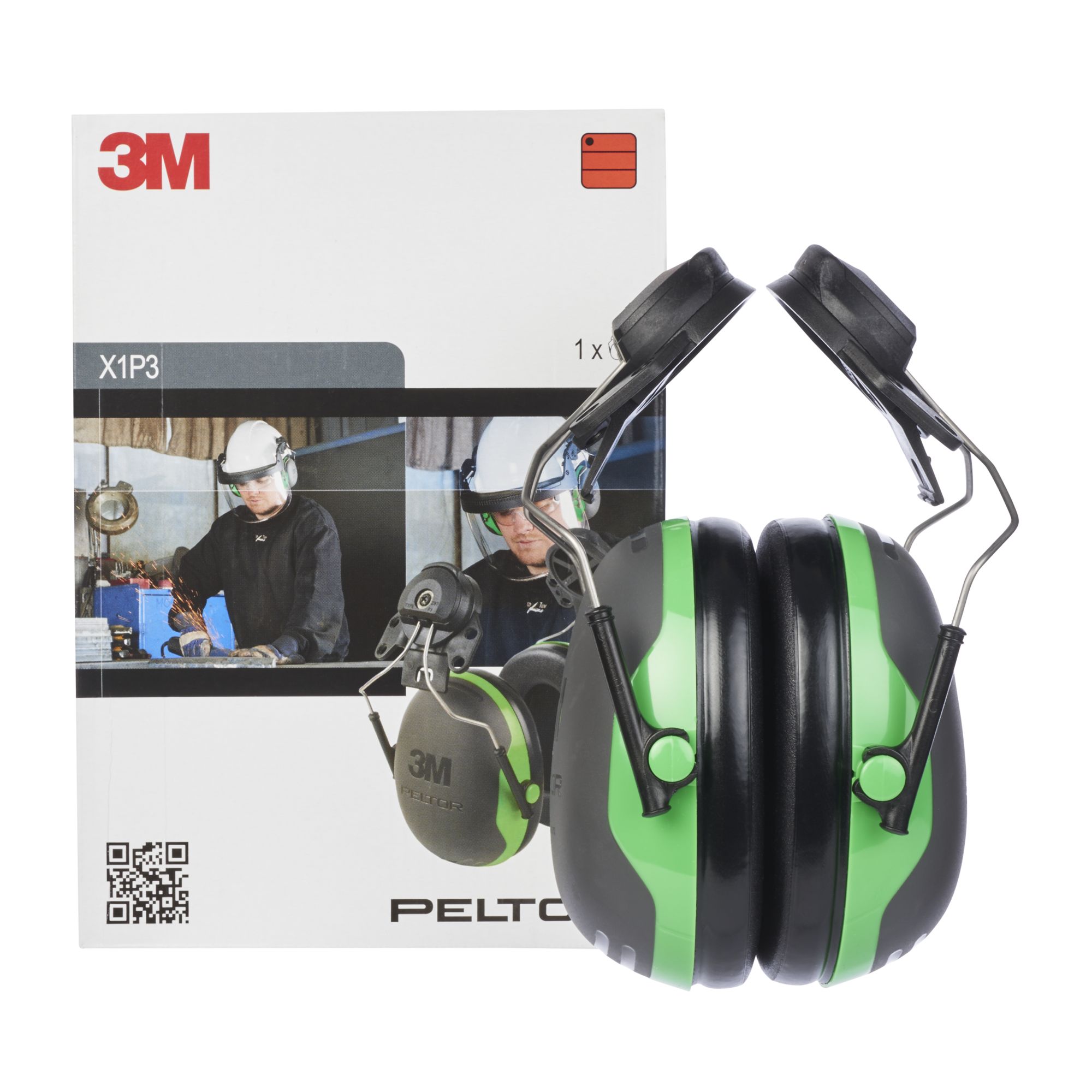 3M™ PELTOR™ Orejeras, 26 dB, verde, montadas en casco, X1P3
