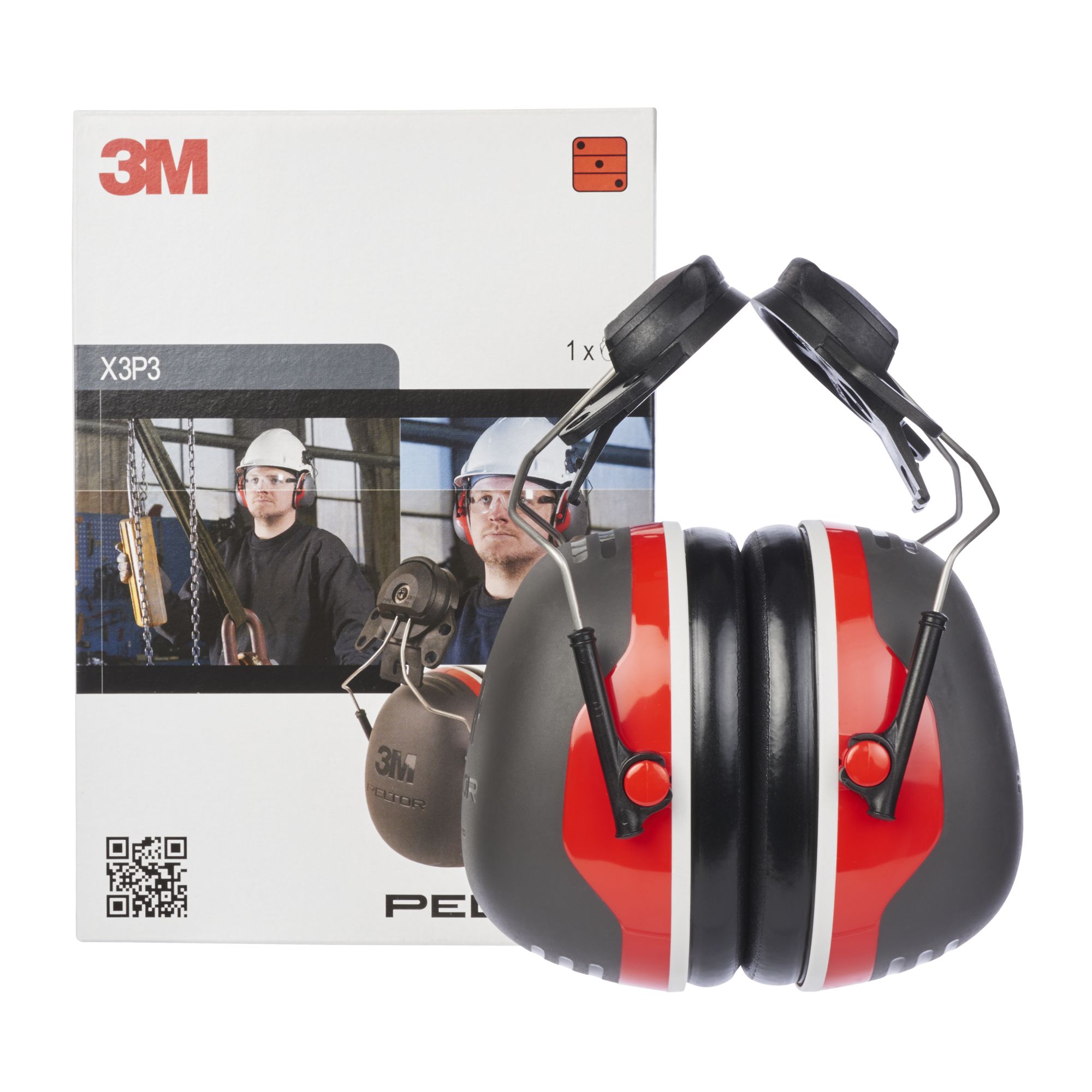 3M™ PELTOR™ Orejeras, 32 dB, rojo, montadas en casco, X3P3