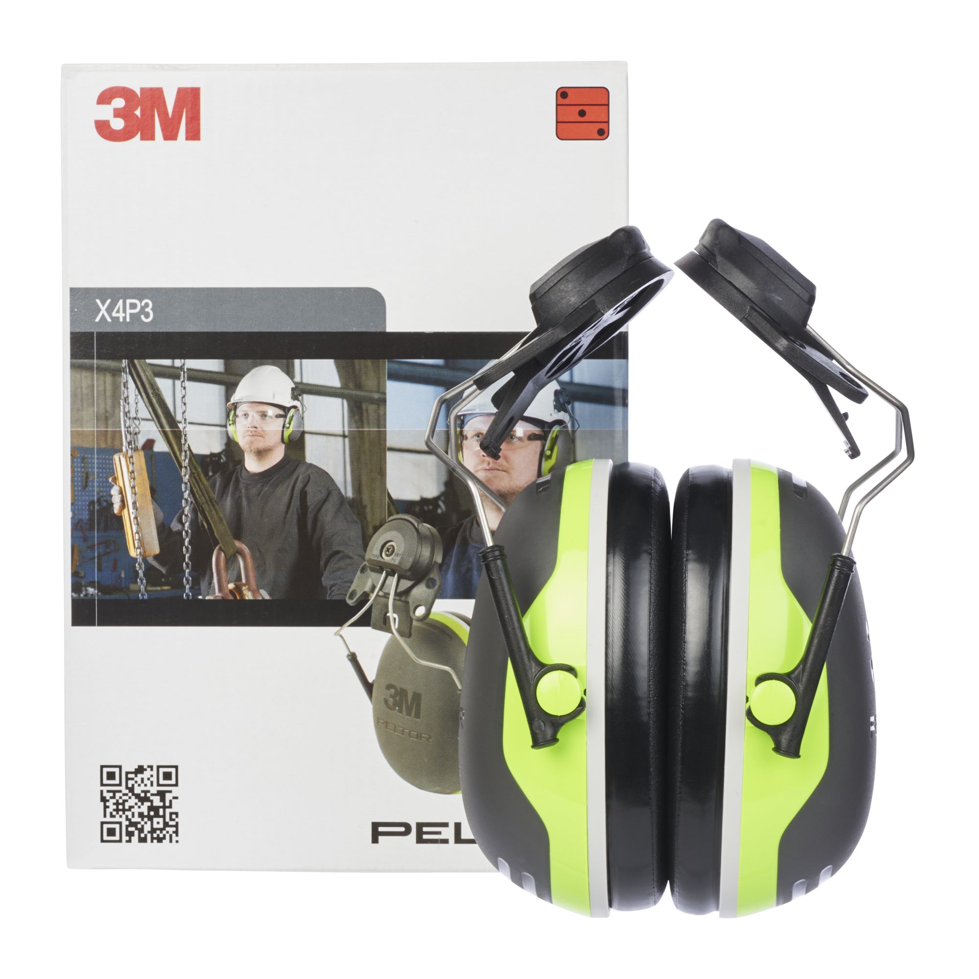 3M™ PELTOR™ X4P3 Orejeras para casco con anclaje P3E, 32 dB, alta visibilidad (10 orejeras/caja)
