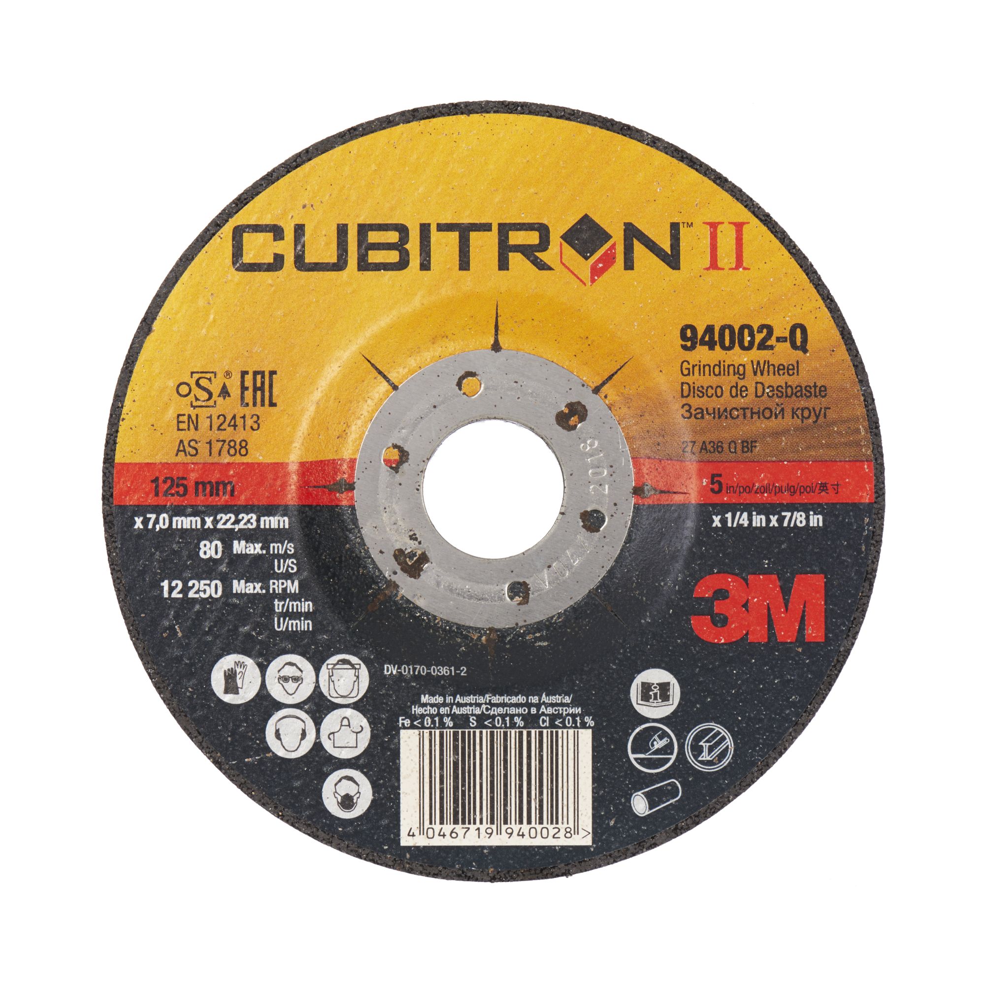 3M™ Cubitron™ II Disco de Desbaste de Centro Hundido T27, 180 mm, 94000