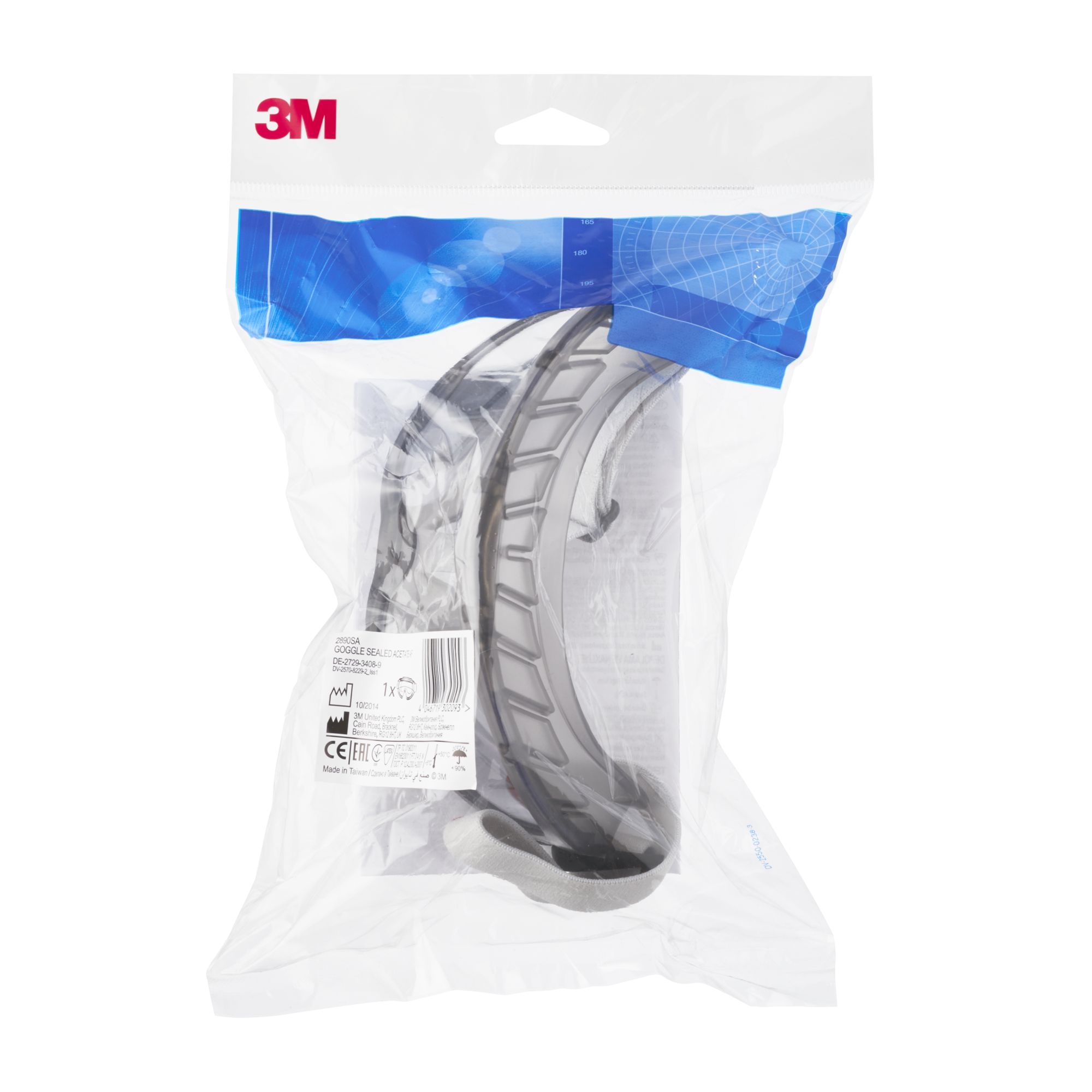 3M™ Gafas de seguridad serie 2890, selladas, antiempañante, lente de acetato incolora, 2890SA, 10/caja