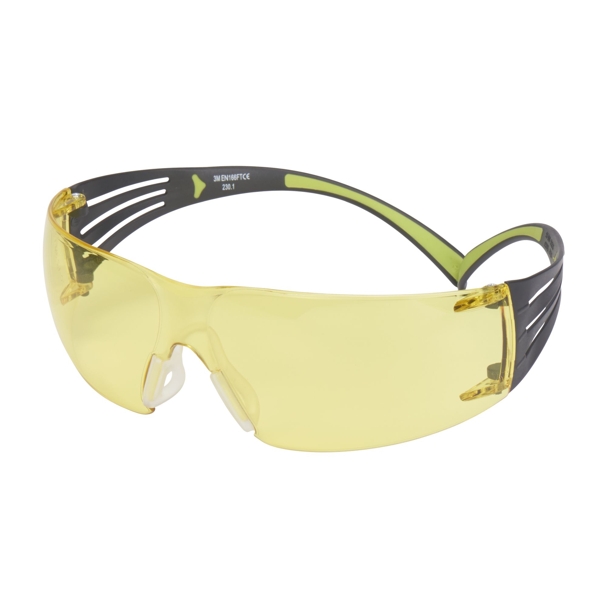 3M™ SecureFit™ 400 Gafas de seguridad, montura negro/verde, antirrayaduras/antiempañante, lente ámbar, SF403AS/AF-EU, 20/caja