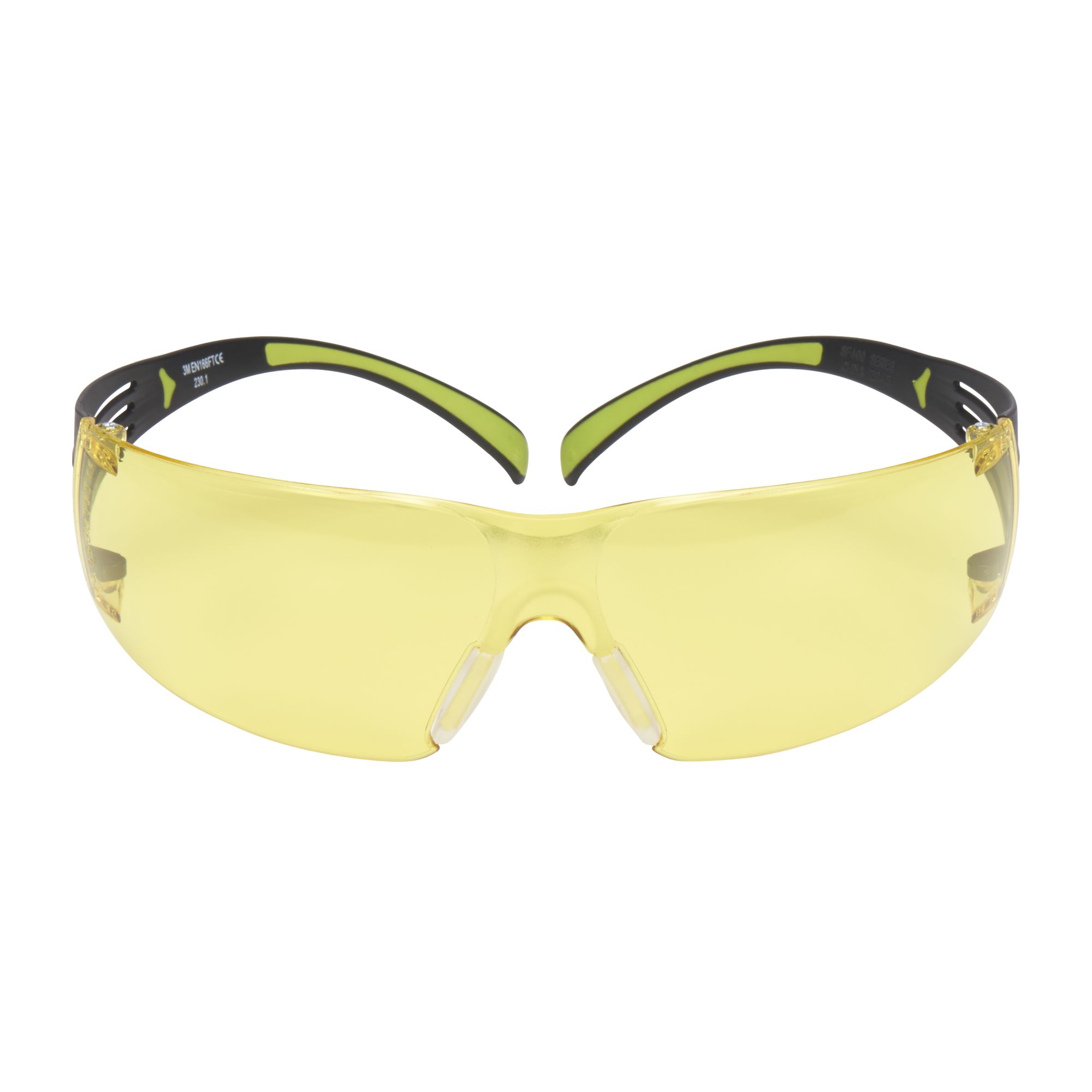 3M™ SecureFit™ 400 Gafas de seguridad, montura negro/verde, antirrayaduras/antiempañante, lente ámbar, SF403AS/AF-EU, 20/caja
